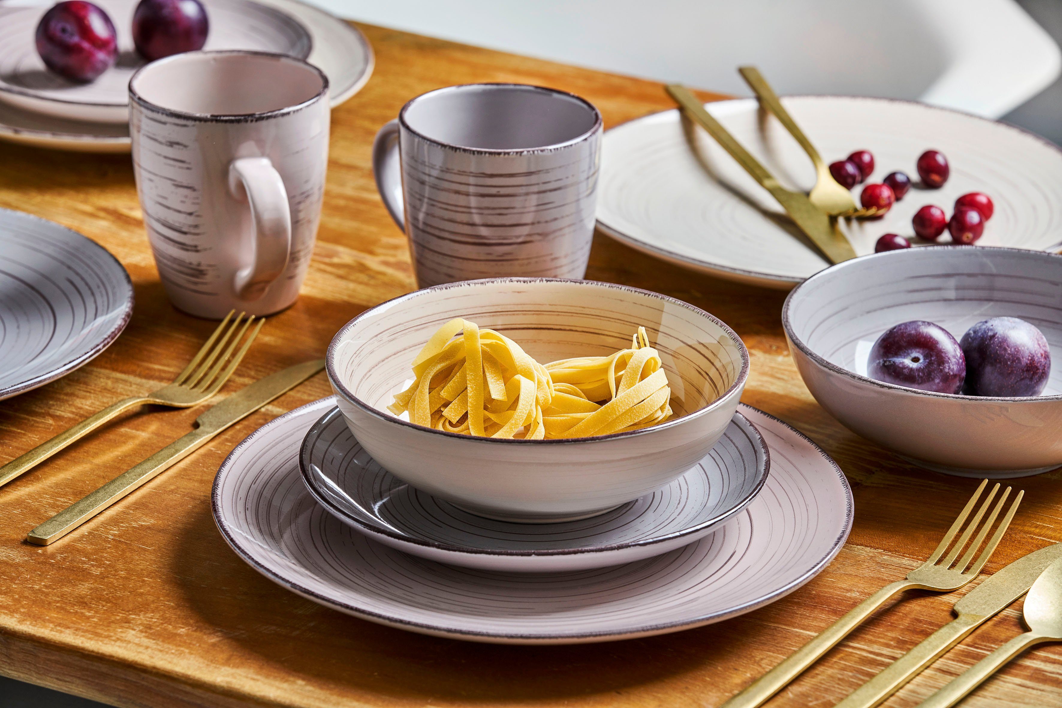 van Well Combi-servies Serviesset, servies Royal Kwaststreek-decor, 24 delen, voor 6 personen (set, 24-delig)