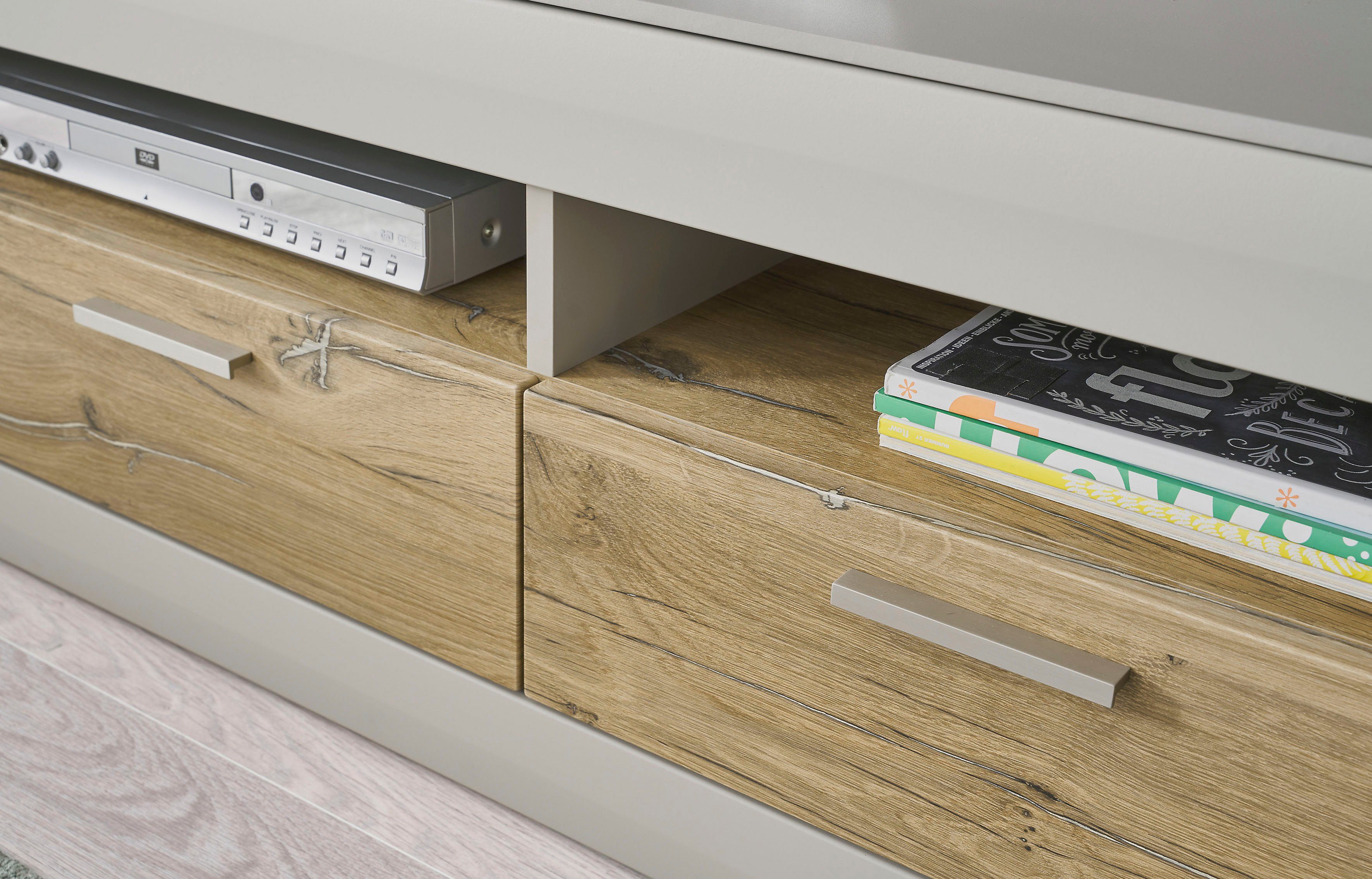 INOSIGN Tv-meubel SCARA met applicatie tineiken decor, breedte 200 cm, met soft-closefunctie