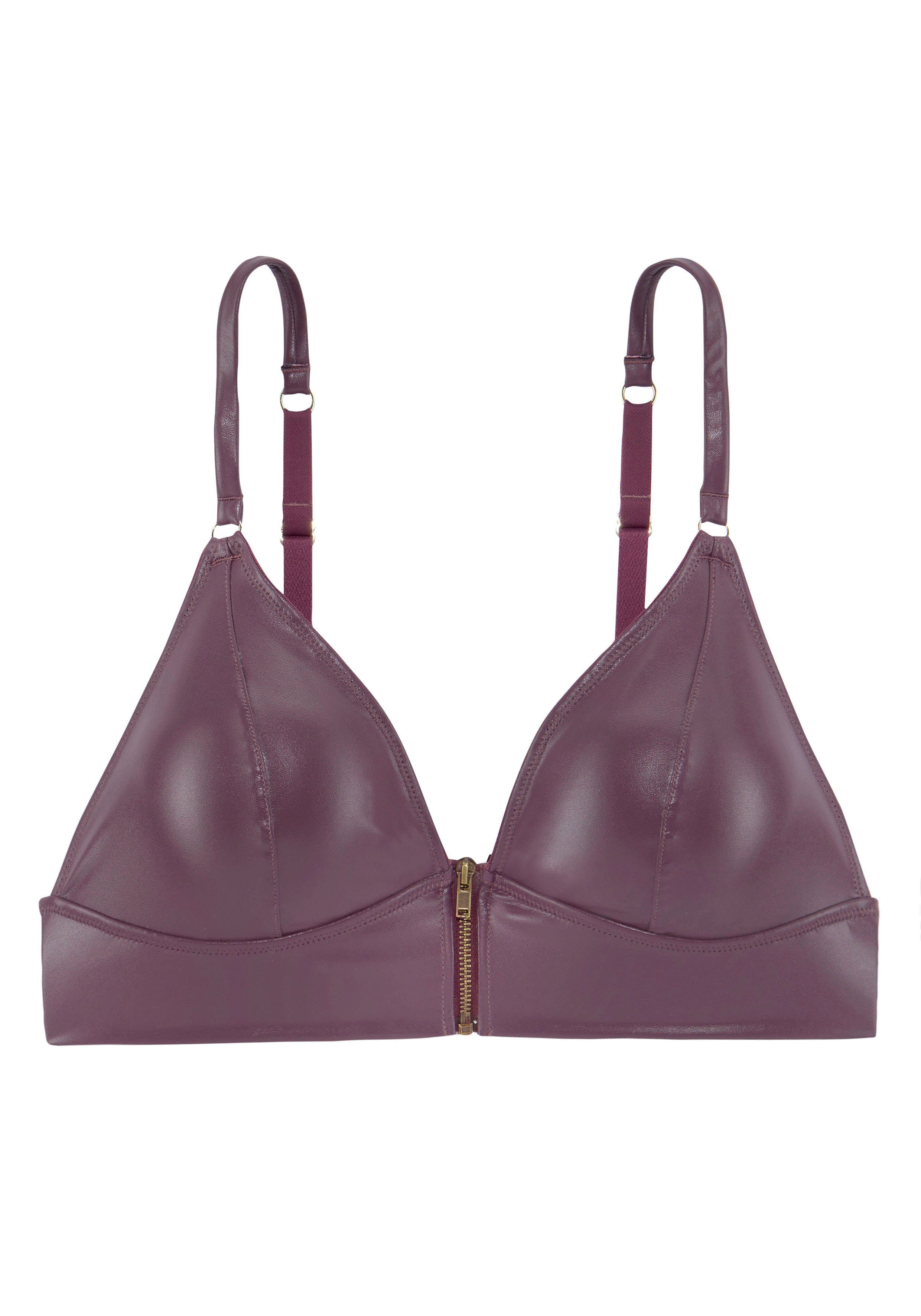 petite fleur gold Bralette-bh zonder beugel in leerlook met rits, kunstleer, sexy lingerie