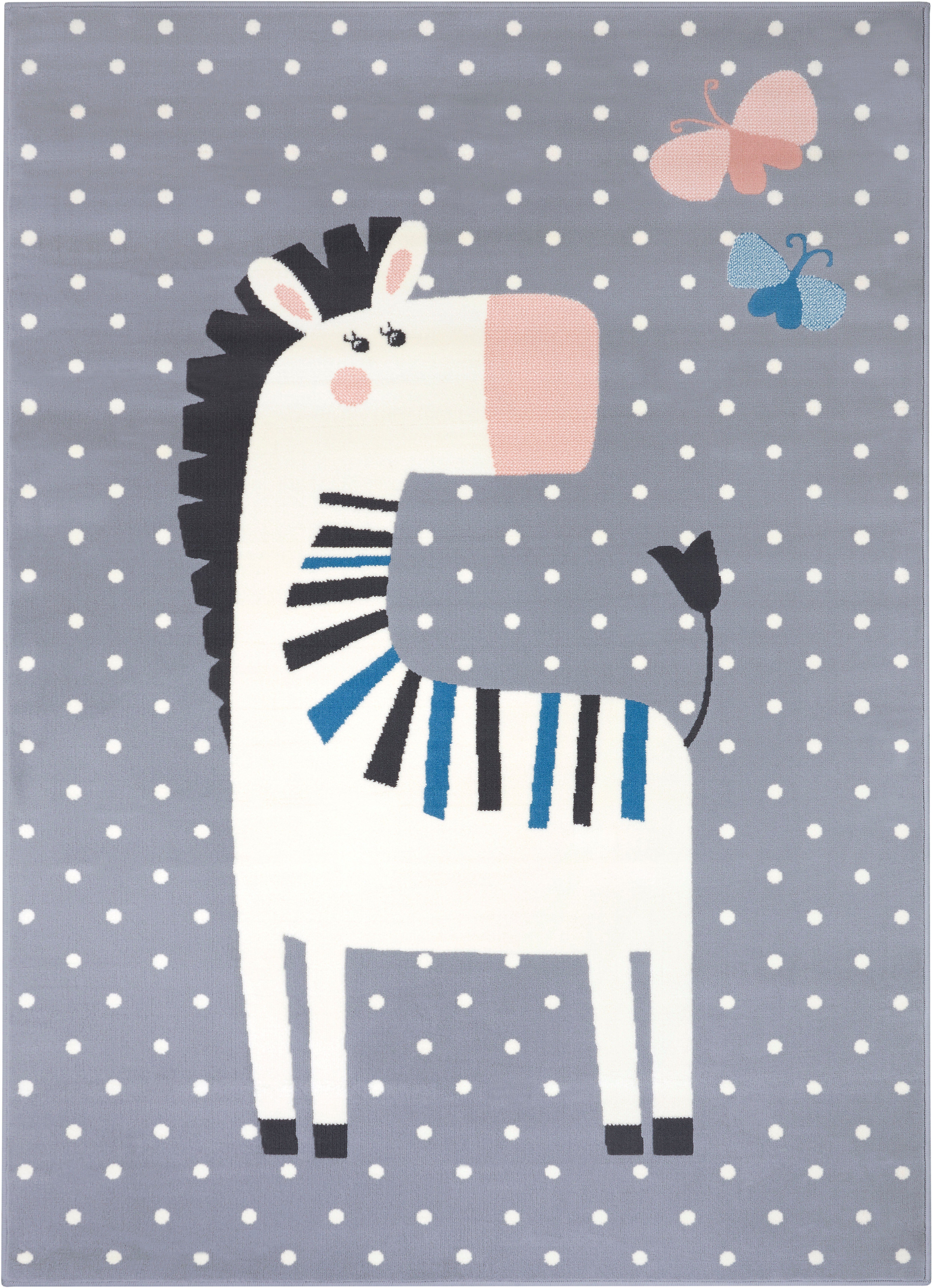 HANSE Home Kindervloerkleed Zebra Funny Vlinders, diermotief, korte pool