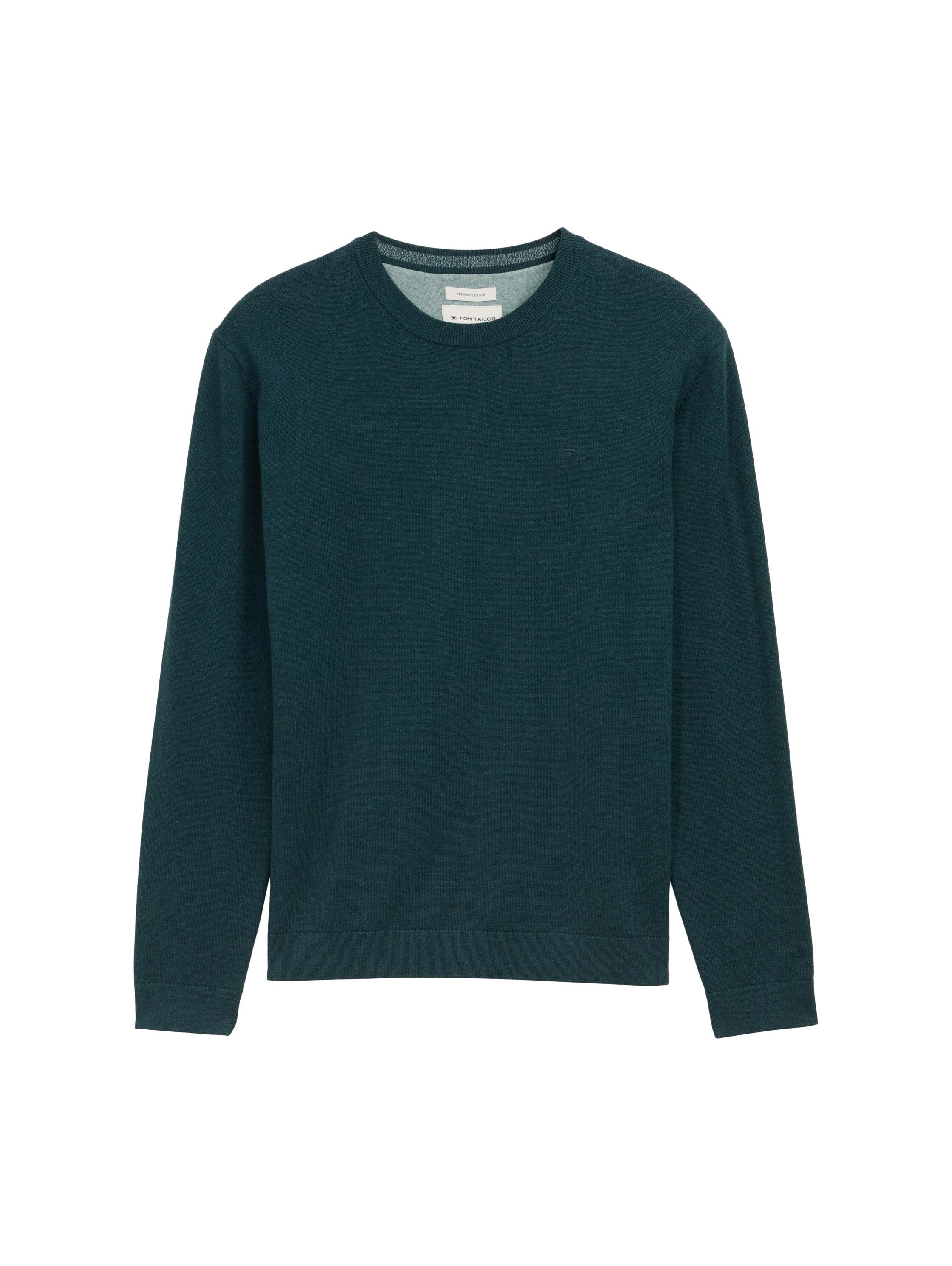 Tom Tailor Trui met ronde hals met geborduurd logo