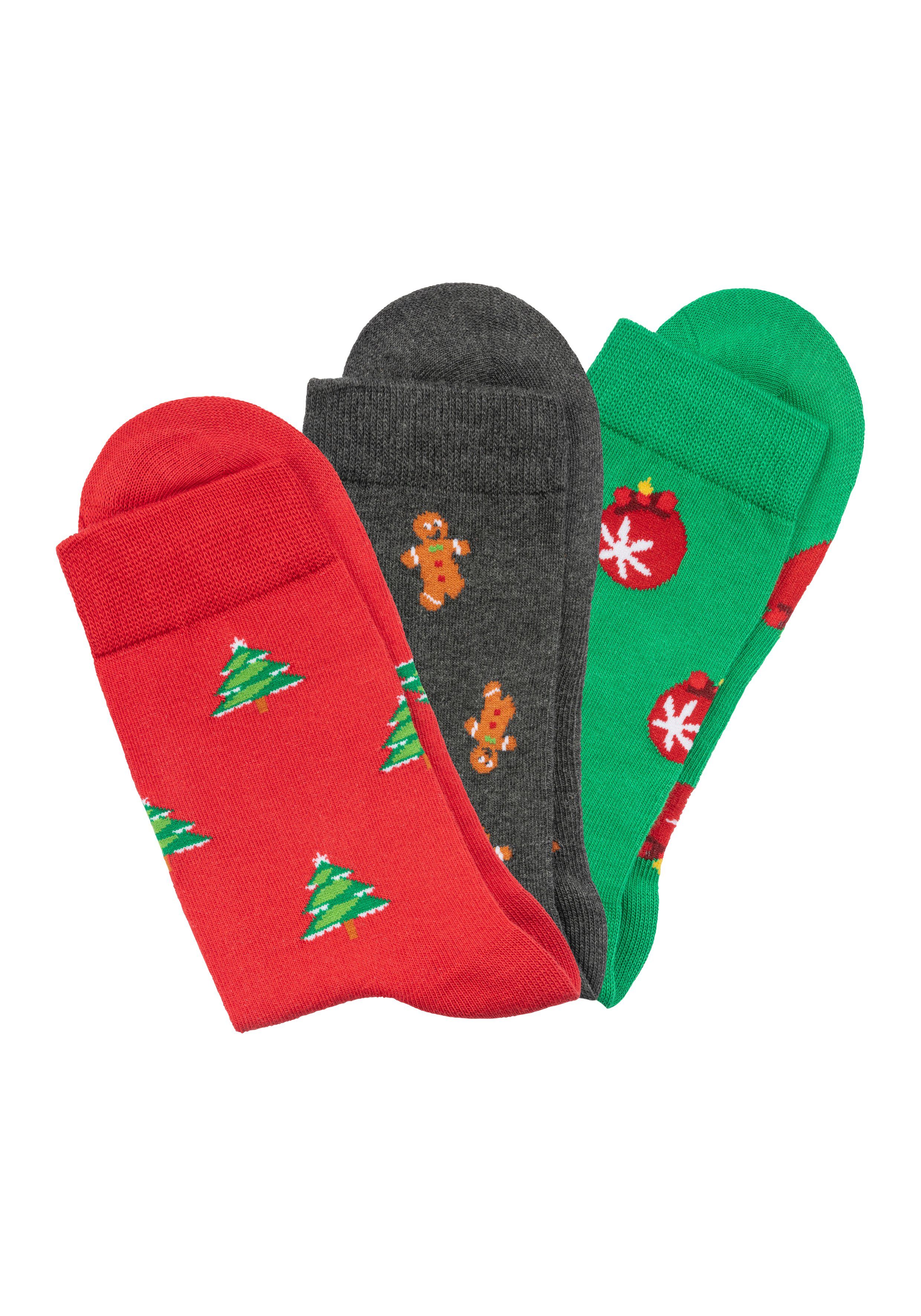 John Devin Sokken met verschillende kerstmotieven (set, 3 paar)