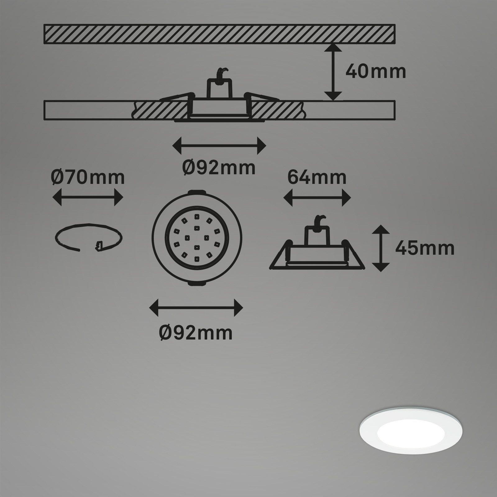 Briloner Leuchten Ledinbouwlamp 3-pack LED inbouwlampen RGB-CCT, wit