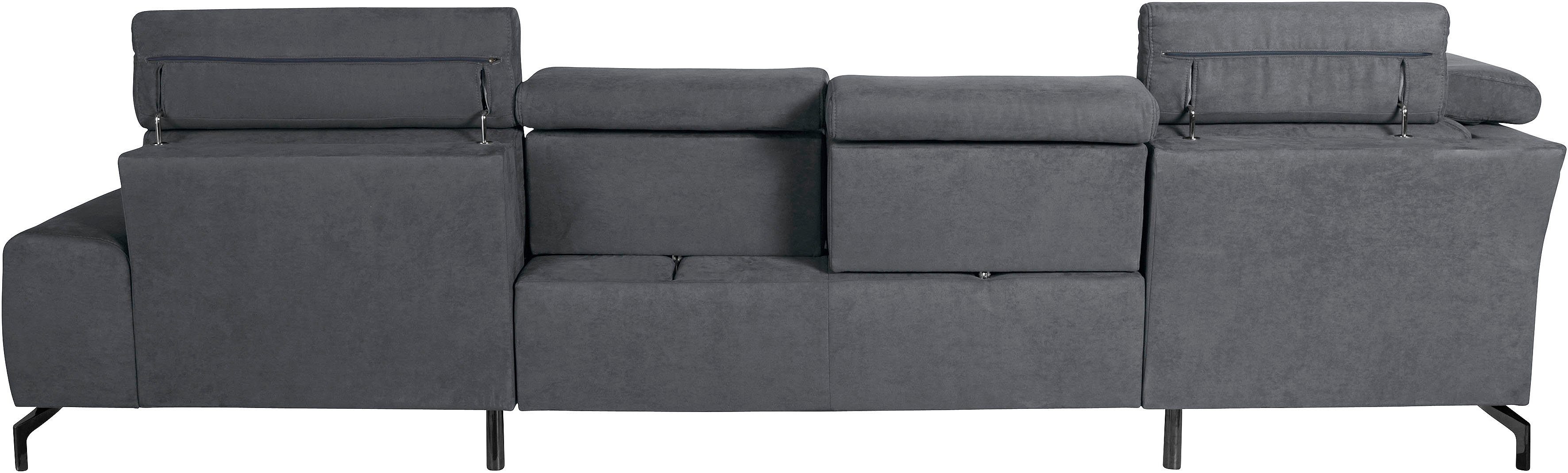 sit&more Zithoek Gizeh U-vorm 15 cm poothoogte, inclusief zitdiepteverstelling en verstelbare hoofdsteun
