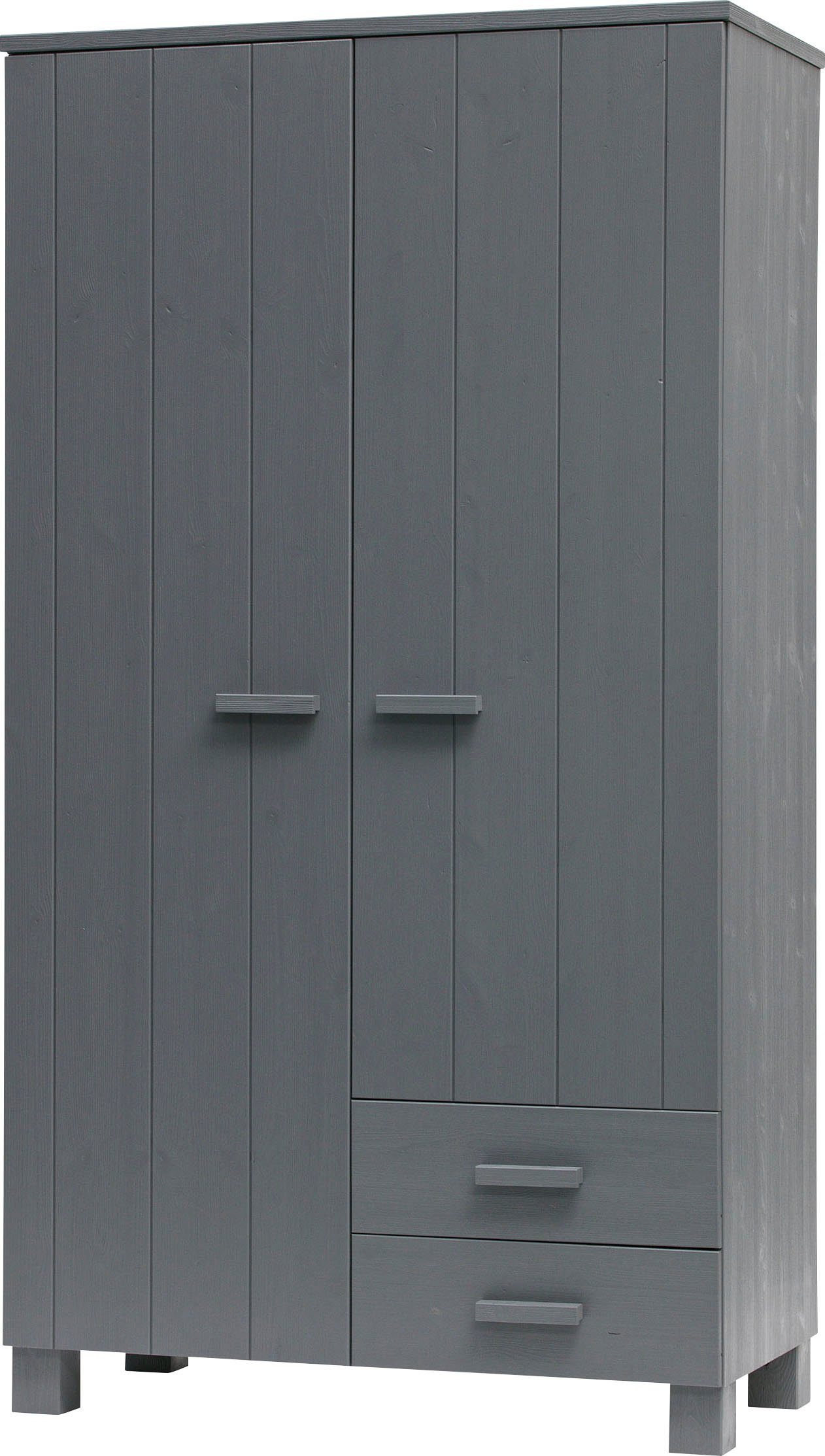 WOOOD Kledingkast Dennis met kledingstang, veel opbergruimte, b 111 cm x h 202 cm garderobekasten grijs
