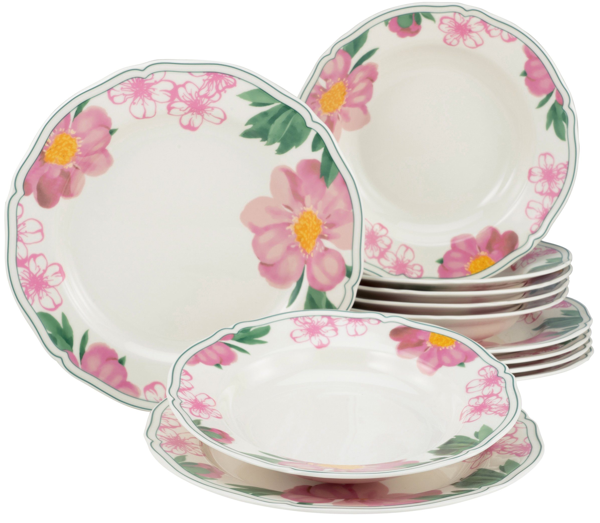 Otto CreaTable Eetservies Rosé Servies. premium-porselein. Made in Europe. 12 delen. voor 6 personen (set. 12-delig) aanbieding