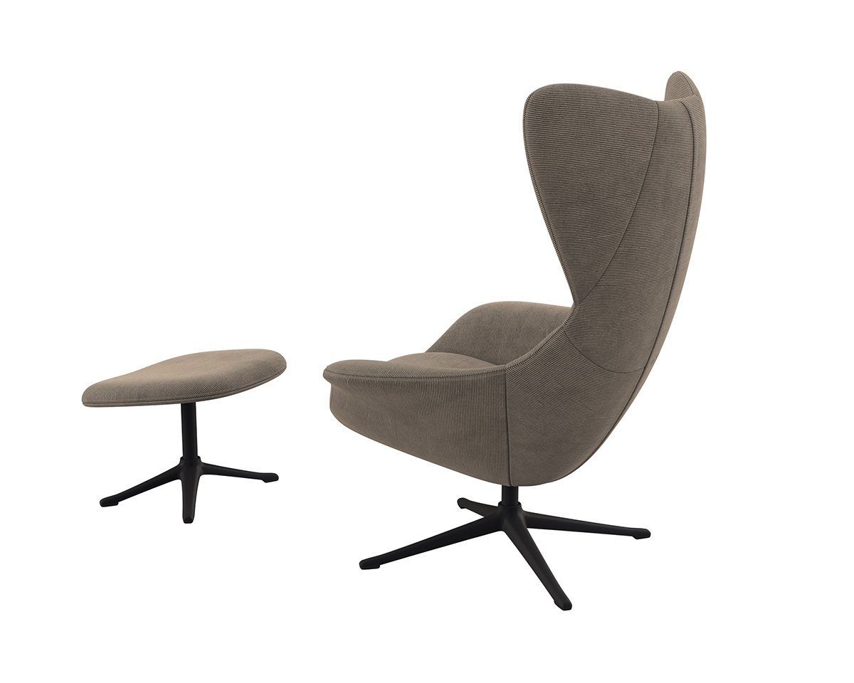 FLEXLUX Oorfauteuil Stilo relaxstoel, TV-stoel Solitaire, stijlicoon, draaibaar, zwarte poot