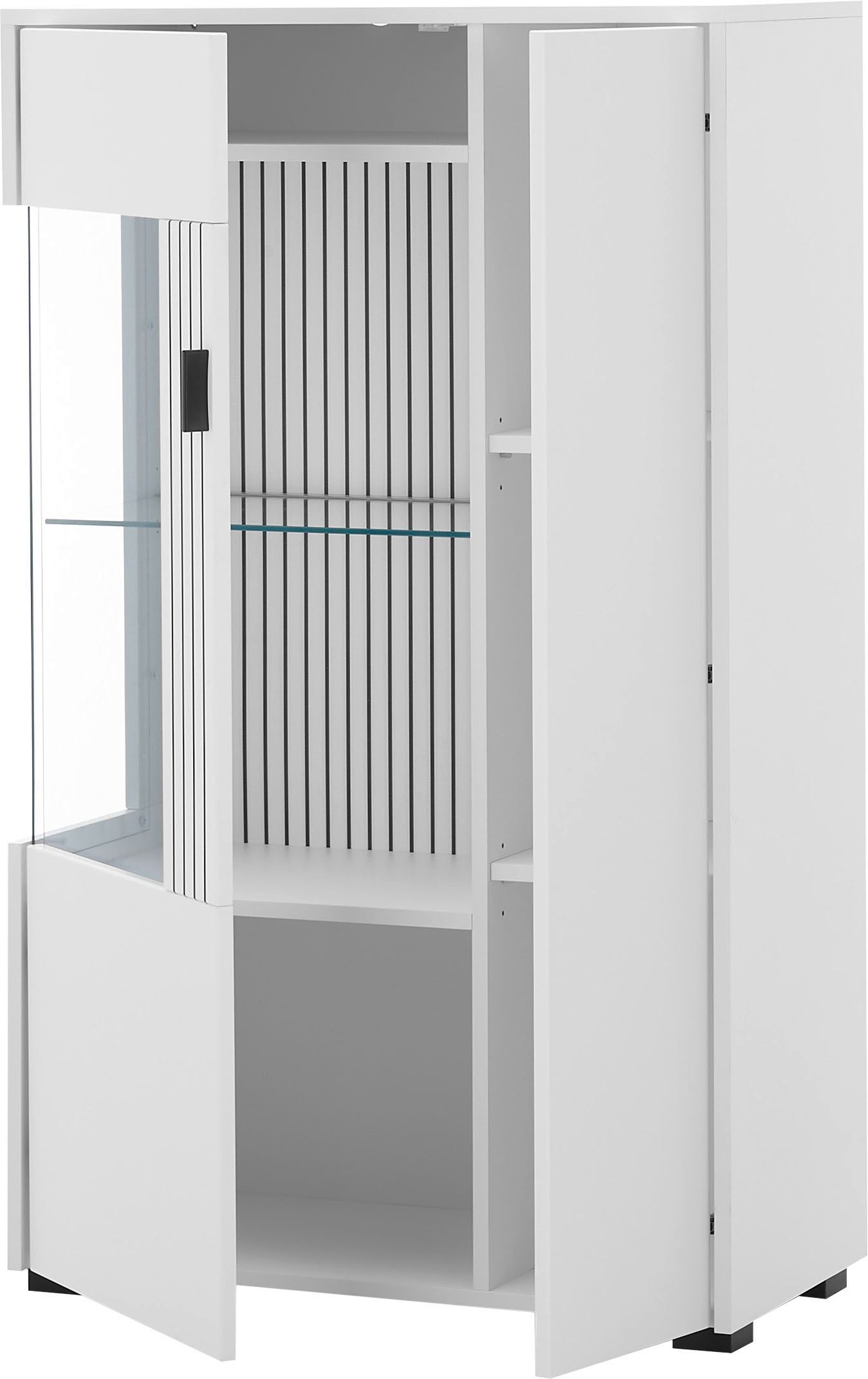 INOSIGN Vitrinekast Hudson, opberghangkast in moderne trendkleur, handgrepen van metaal (zwart), hoogte 125 cm