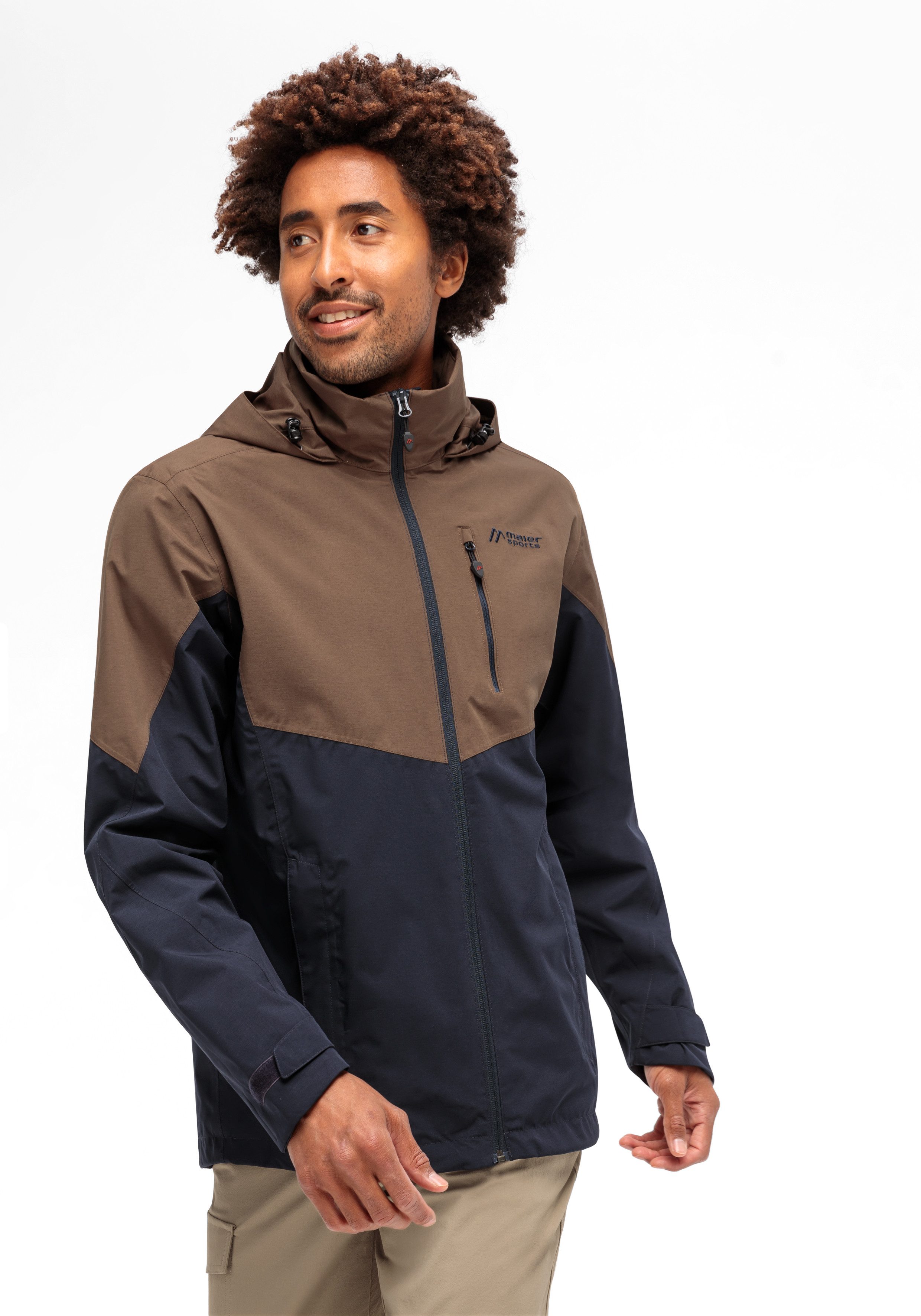 Maier Sports Outdoorjack Halny rec M Heren functionele jas, waterdichte regenjas met capuchon, wandeljas