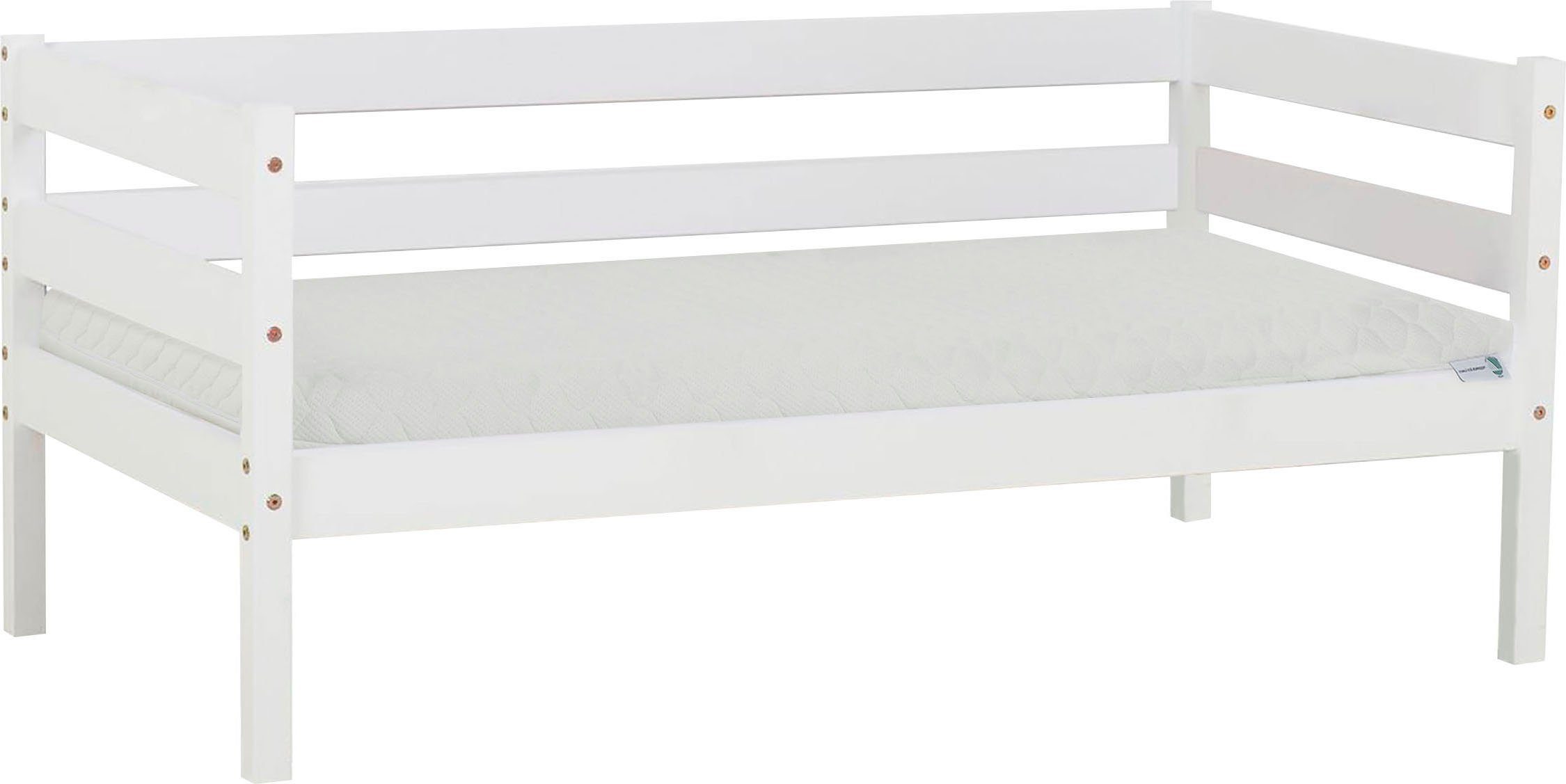 Hoppekids 1-persoonsledikant ECO Comfort kinderbed, massief grenenhout, tienerbed inclusief lattenbodem (set) eenpersoonsbedden wit
