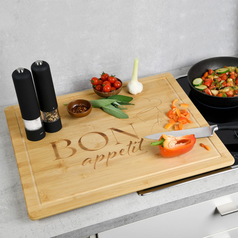 KESPER for kitchen & home Afdekplaat fornuis Fornuisbedekking, Bon appetit, bamboe (1-delig)
