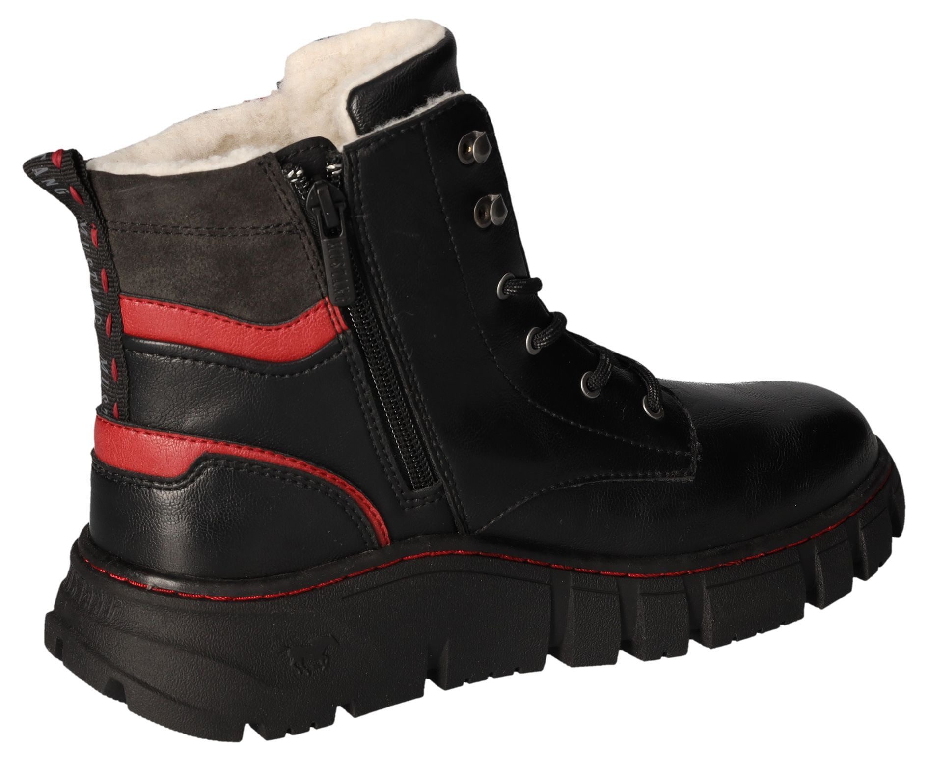 Mustang Shoes Winterlaarzen , plateau, veterschoenen, enkellaars met contrastafwerking en -naad