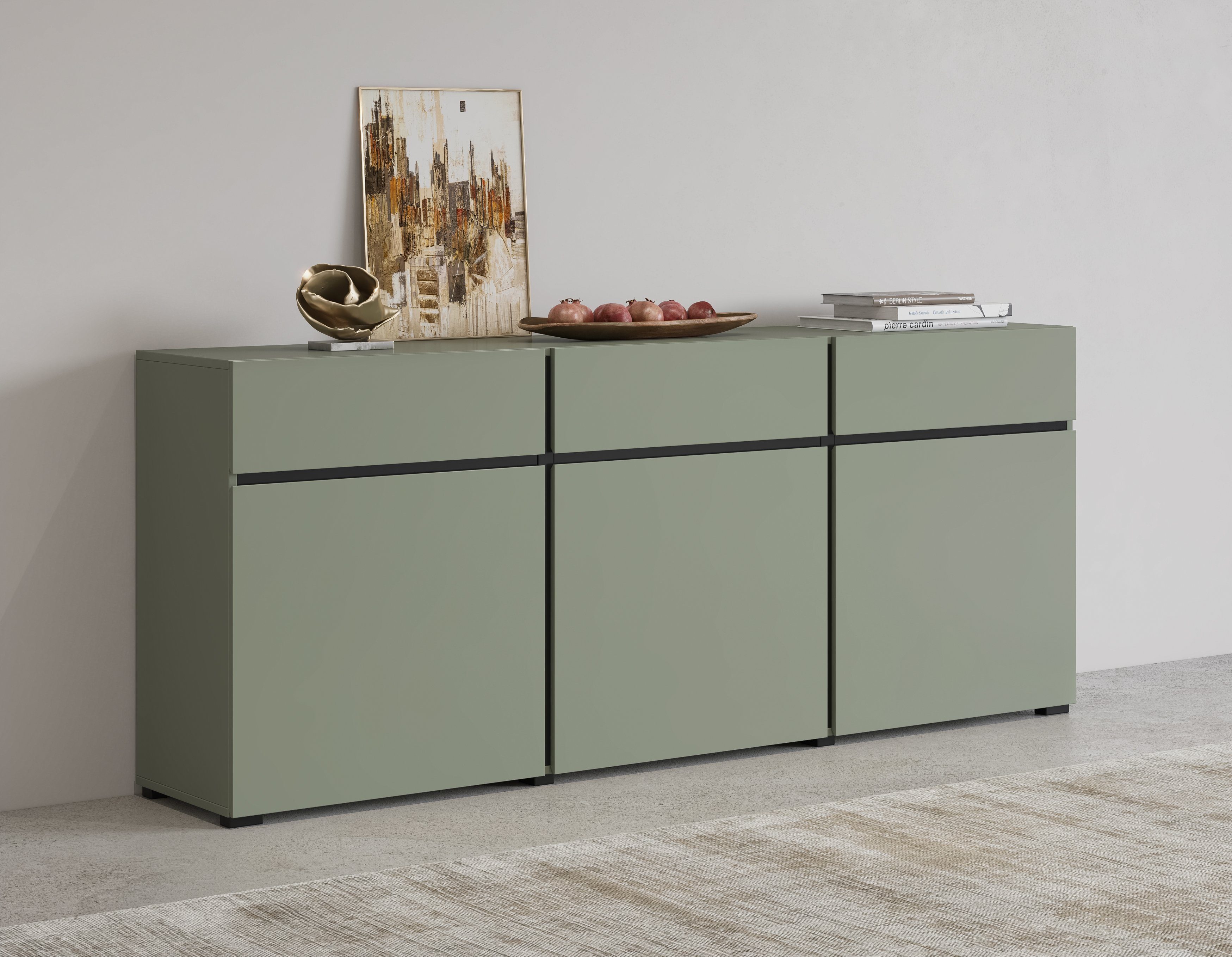 INOSIGN Dressoir Cross,breedte 180 cm, moderne greeploze kast,3 deuren/3 laden
