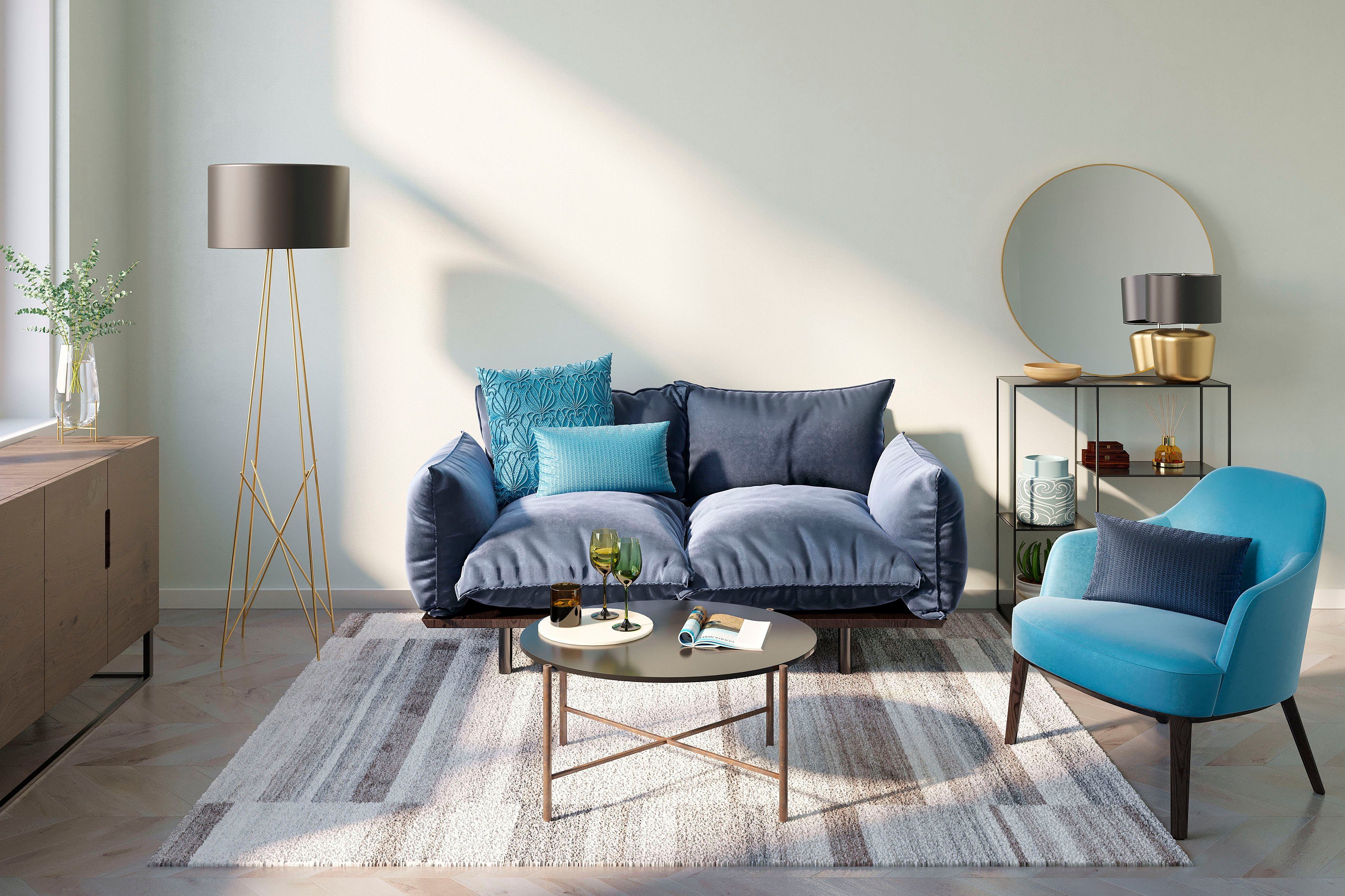 THEKO Vloerkleed MONTANA LUXURY 973-15 Zijde-look, materiaal: 100% viscose
