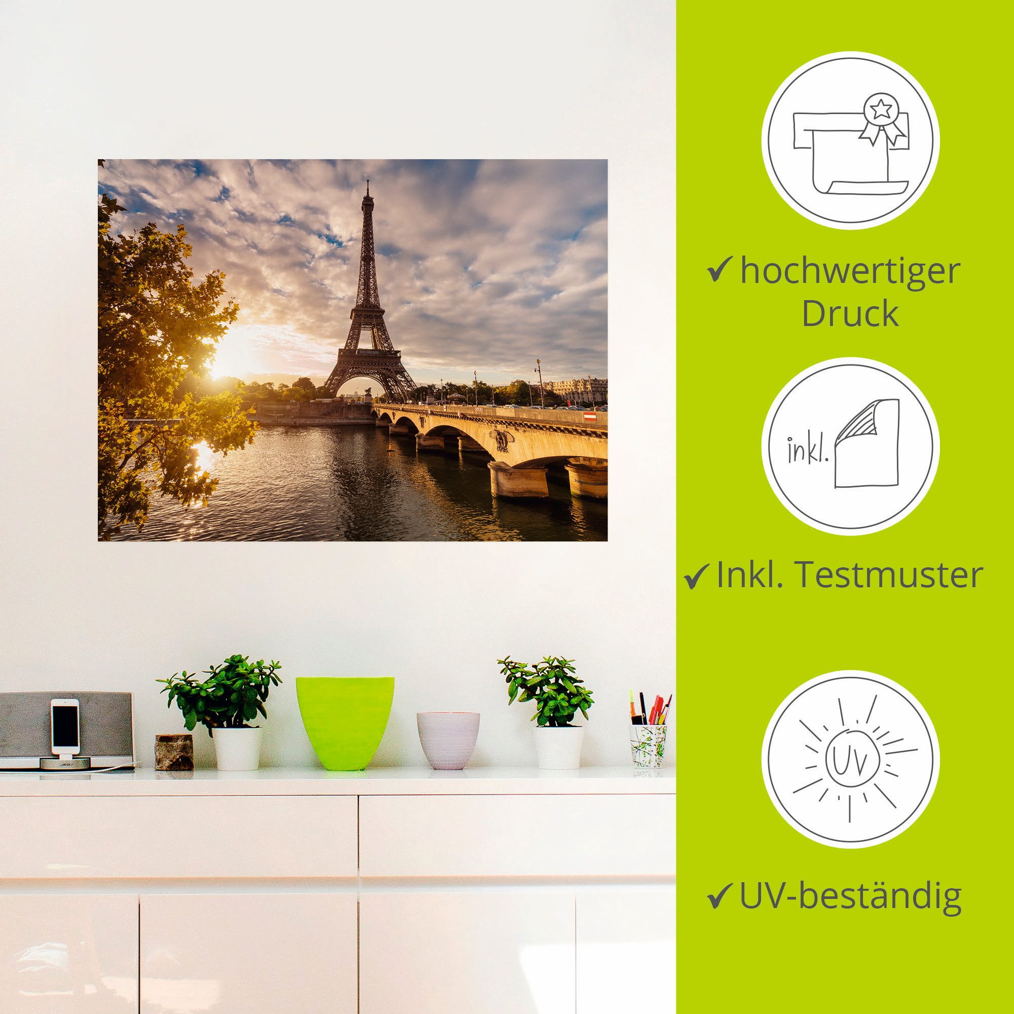 Artland Artprint Parijs Eiffeltoren II als artprint op linnen, poster, muursticker in verschillende maten