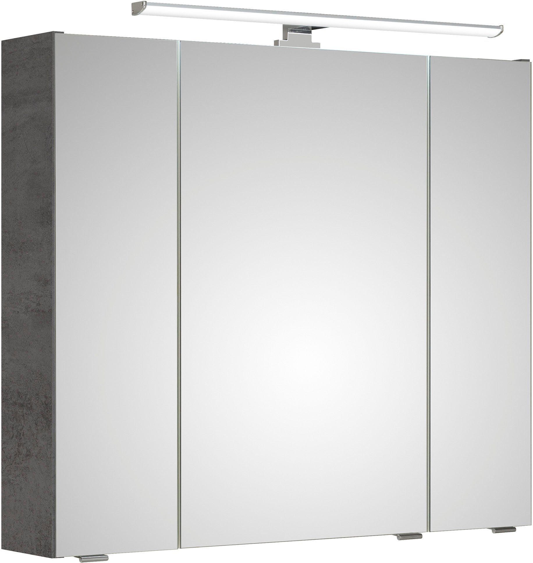 Saphir Badkamerserie Quickset 945 3-delig, mineraalmarmeren wastafel met led-spiegelkast (4-delig)