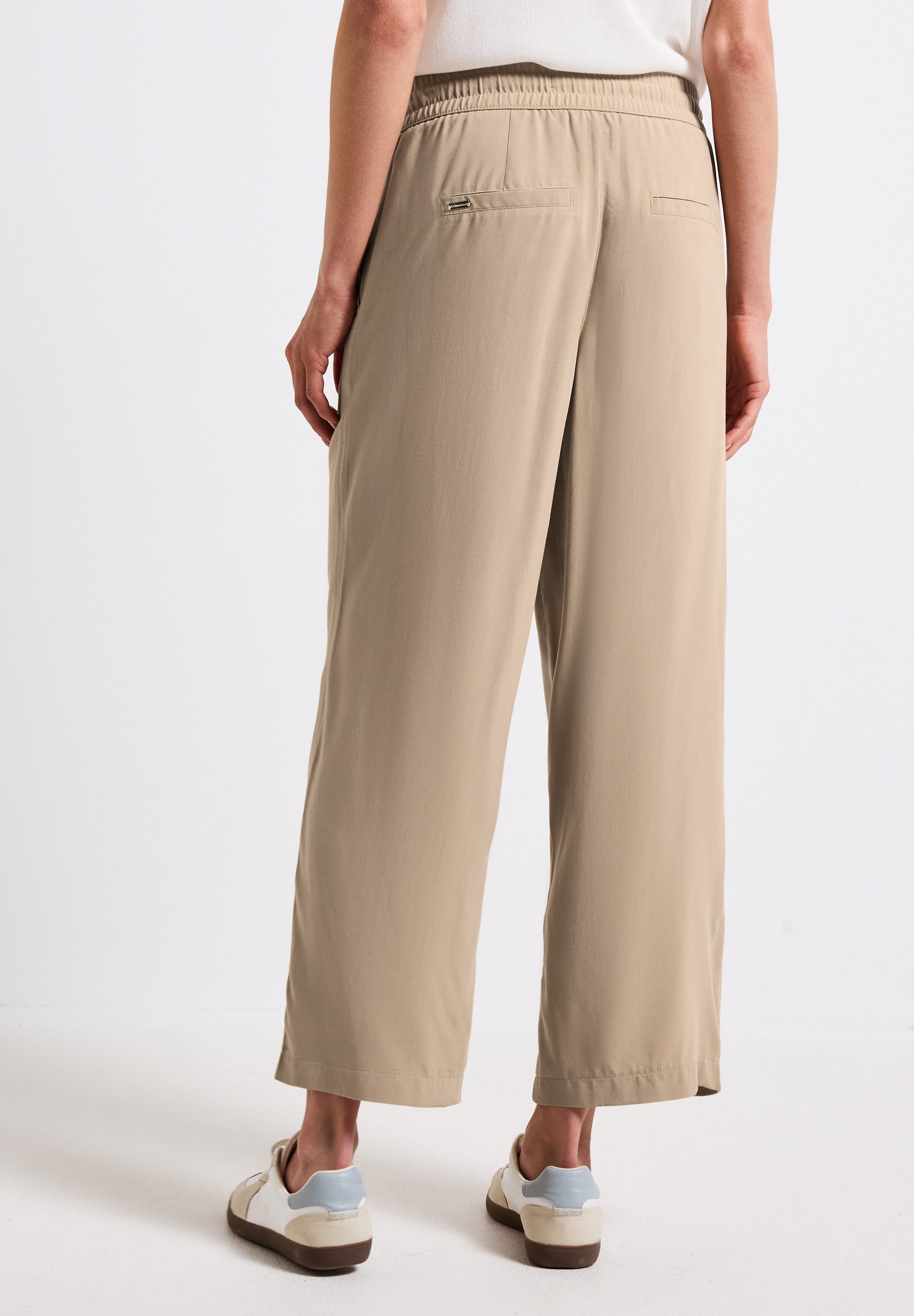 STREET ONE Stoffen broek Style Emee elastische band met rijgkoord