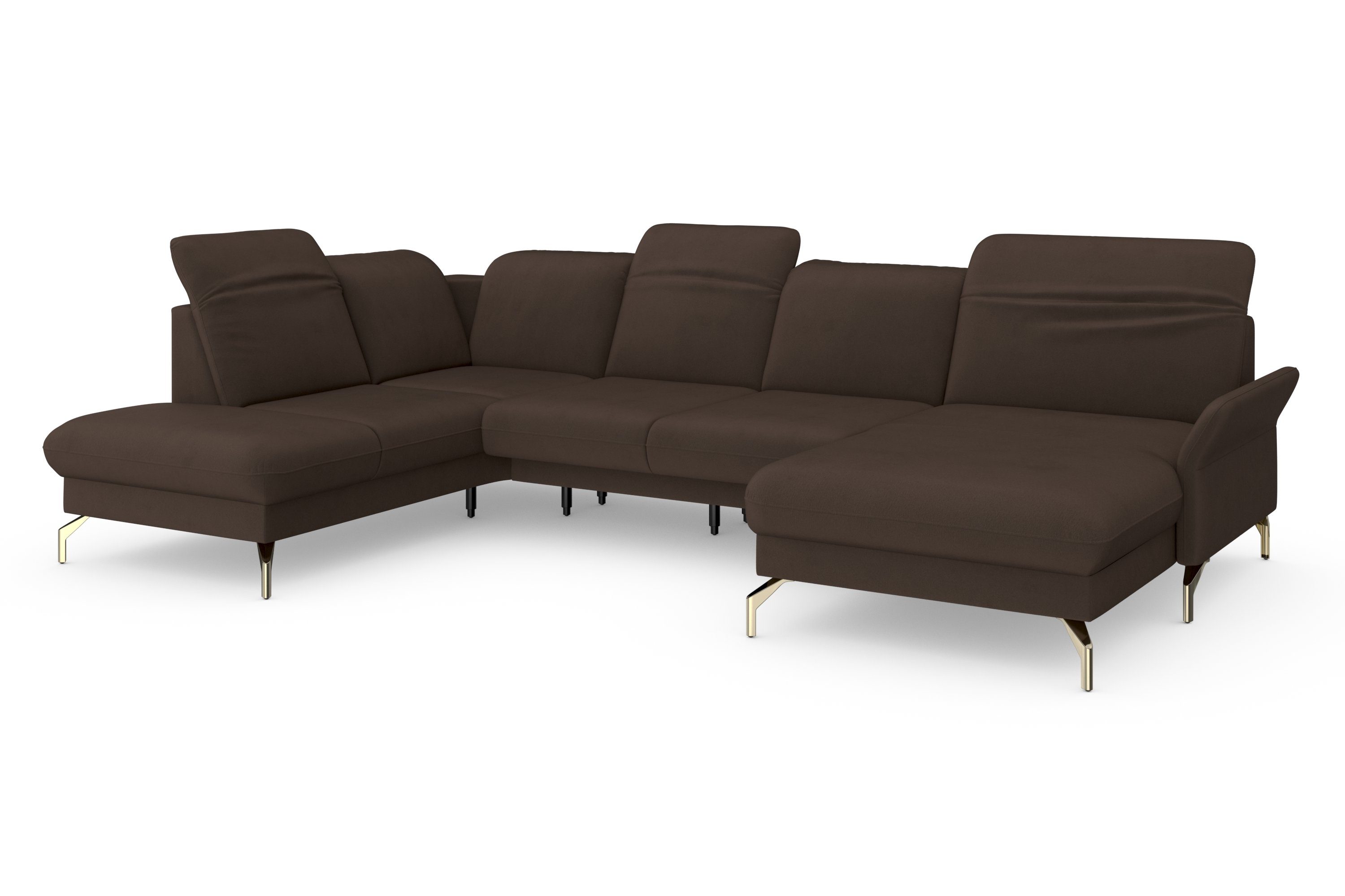 sit&more Zithoek Fashion U-vorm naar keuze met verstelbare hoofdsteun, uittrekzitting, motorisch, nikkel poten