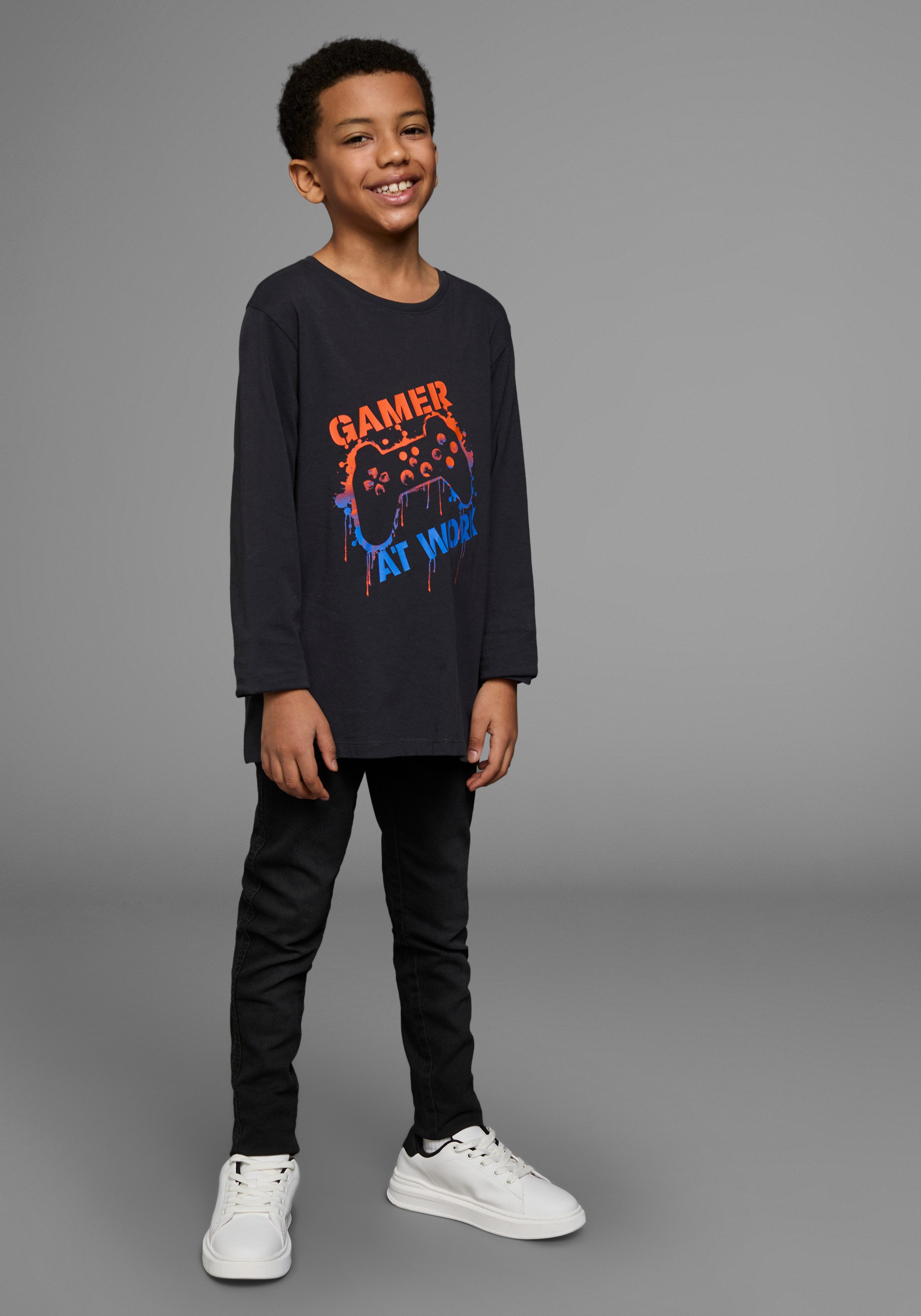 KIDSWORLD Shirt met lange mouwen GAMER AT WORK lange mouwen, van katoen, van jersey stof