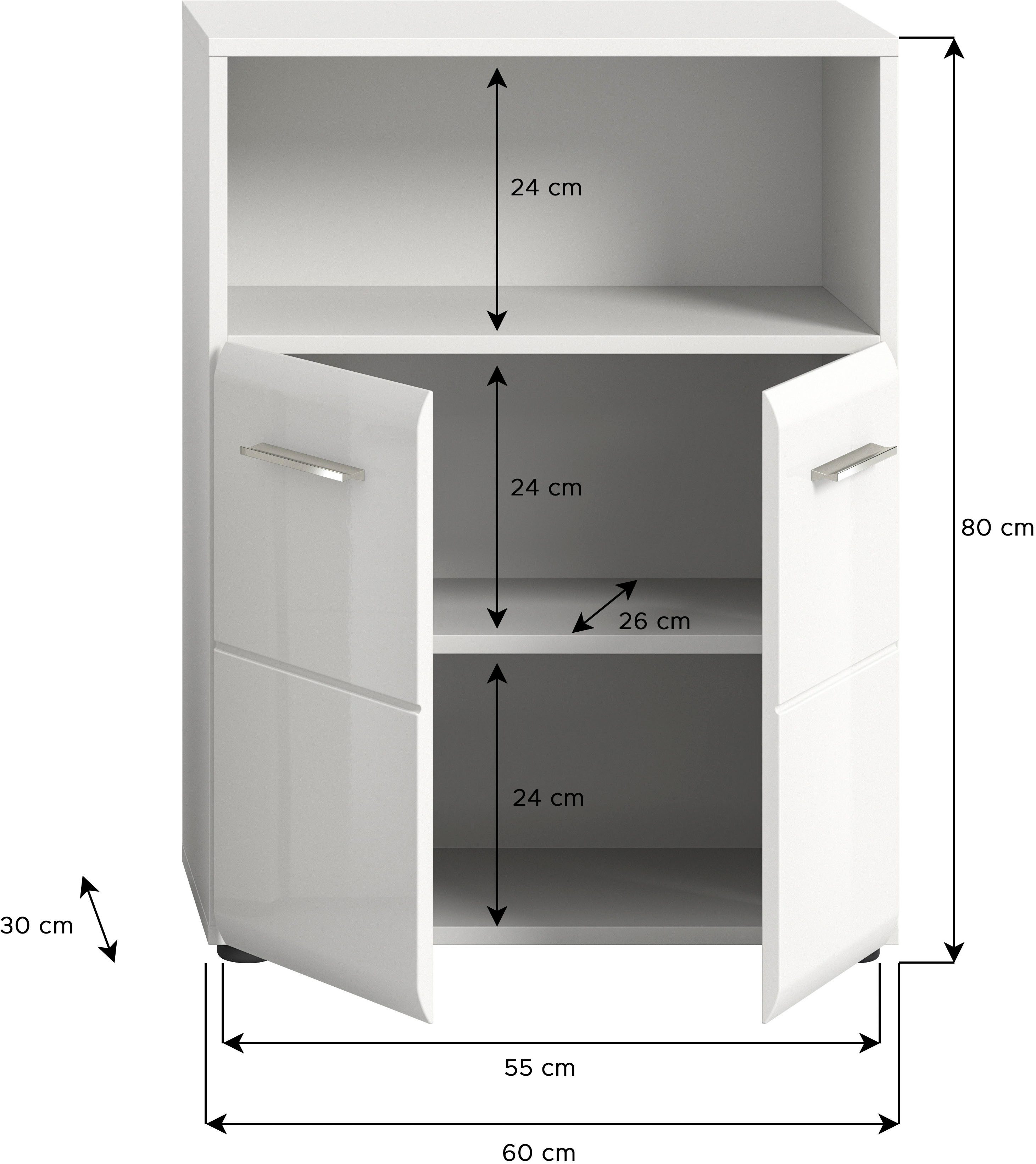 INOSIGN Halfhoge kast FLORENZ, TOPSELLER!, Breedte 60 cm, 2 deuren, 1 legplank, 1 open vak