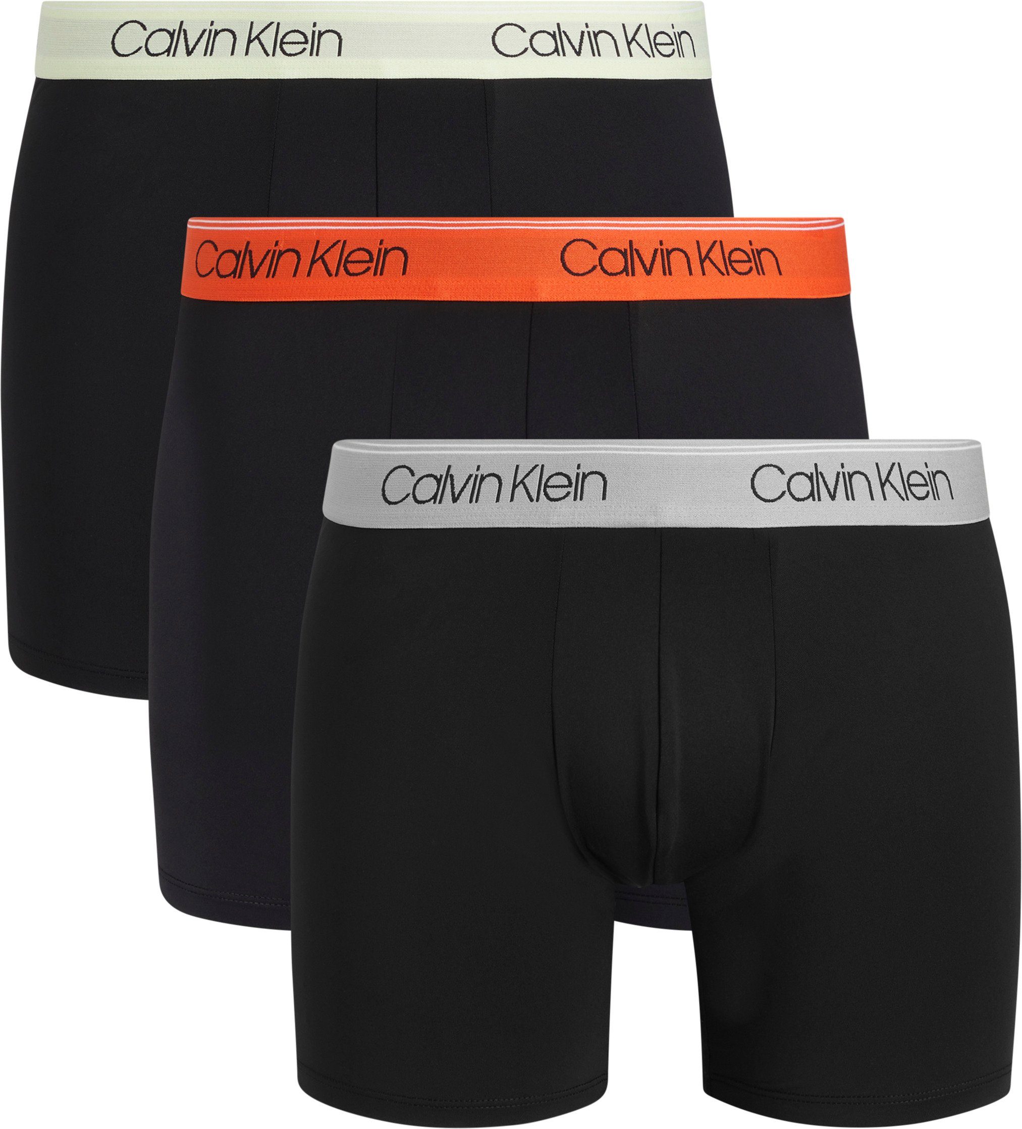Calvin Klein Boxershort BOXER BRIEF 3PK met langere pijpen & logo-elastische tailleband (Set van 3) heren boxershorts maat M (50) multicolor