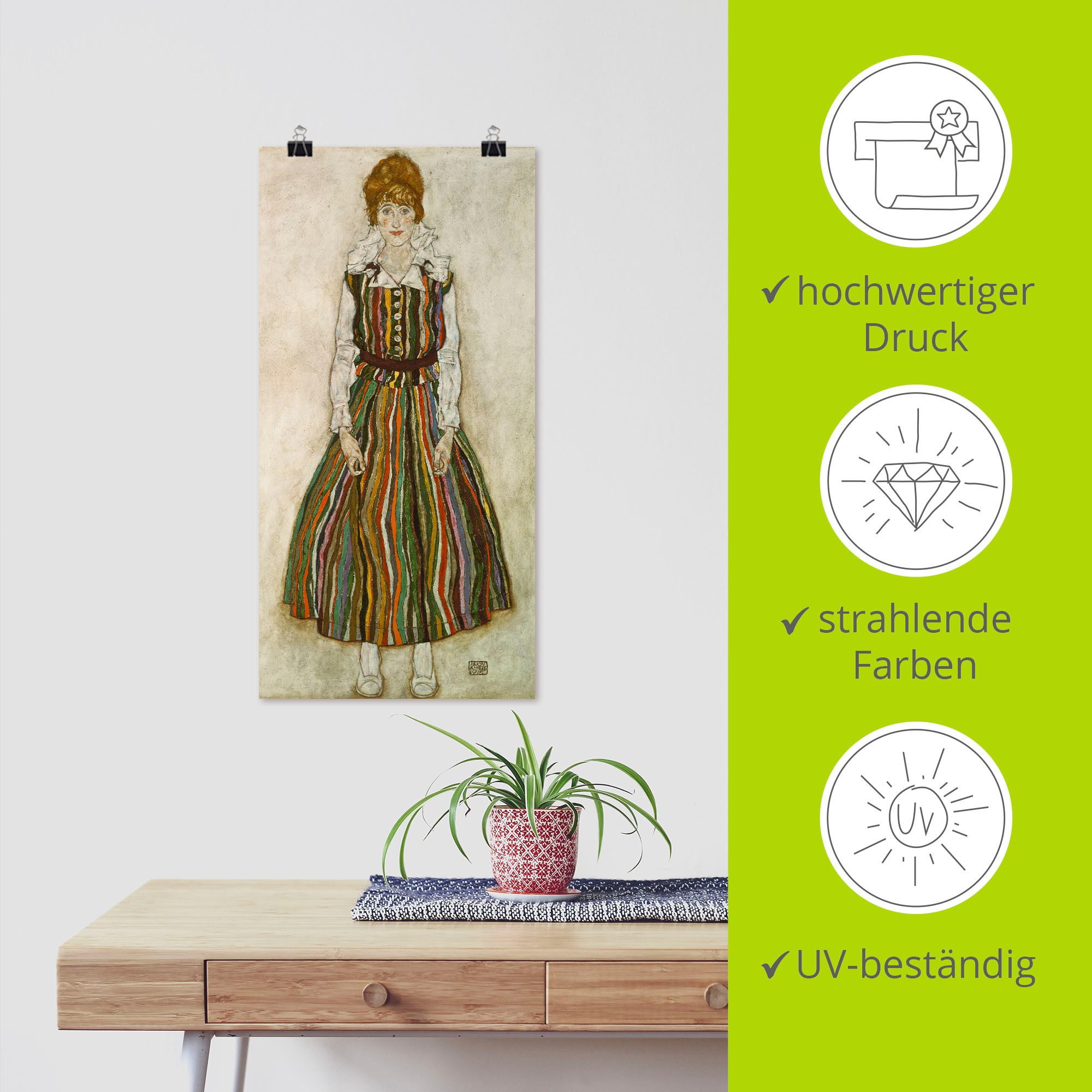 Artland Artprint Edith Schiele. 1915. als artprint van aluminium, artprint op linnen, muursticker of poster in verschillende maten