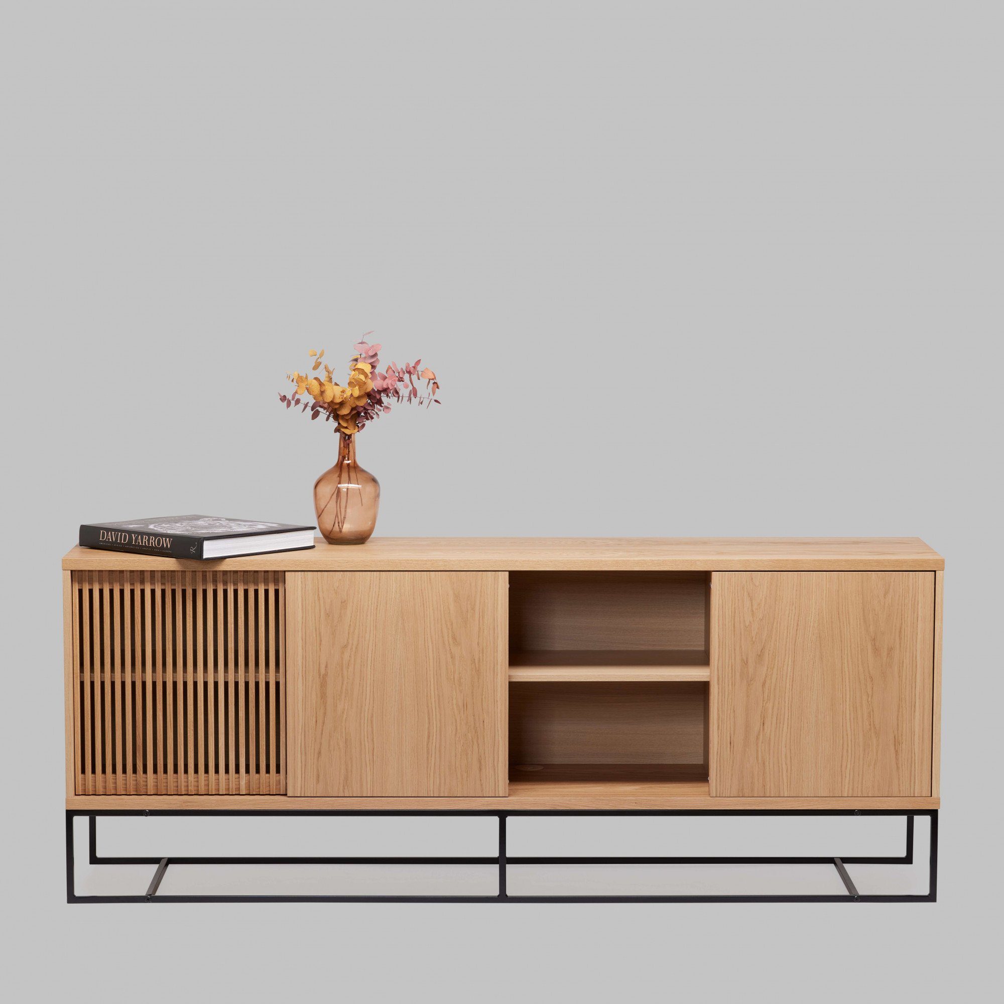 Woodman Dressoir Ende Commode, deels massief, metalen voeten, breedte 188 cm