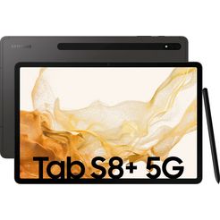 samsung tablet galaxy tab s8+ 5g, 12,4", android,one ui,knox zwart