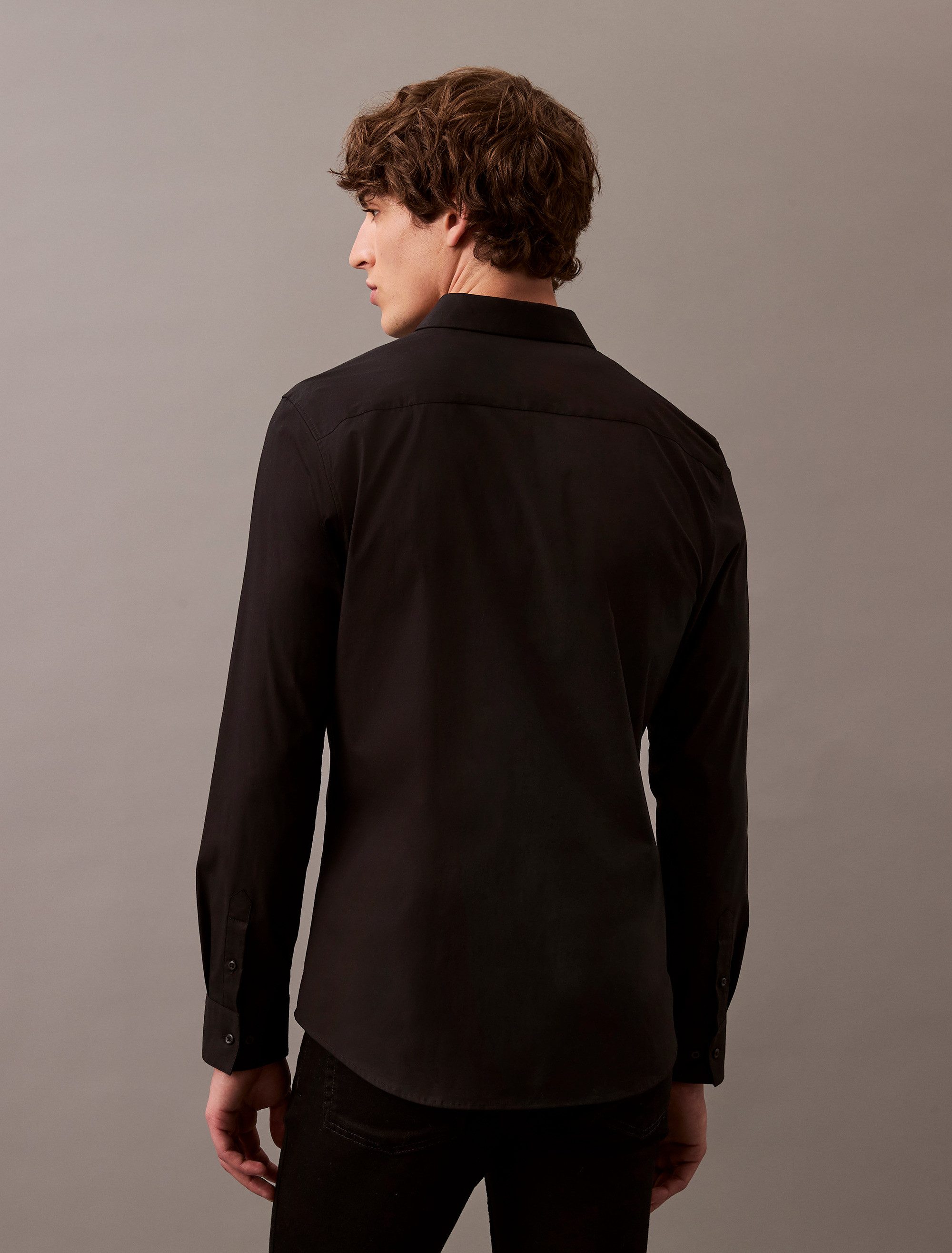 Calvin Klein Overhemd met lange mouwen LONG SLEEVE SOLID STRETCH SLIM SHIRT