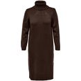 only carmakoma tricotjurk carbrandie l-s roll neck dress knt noos bruin