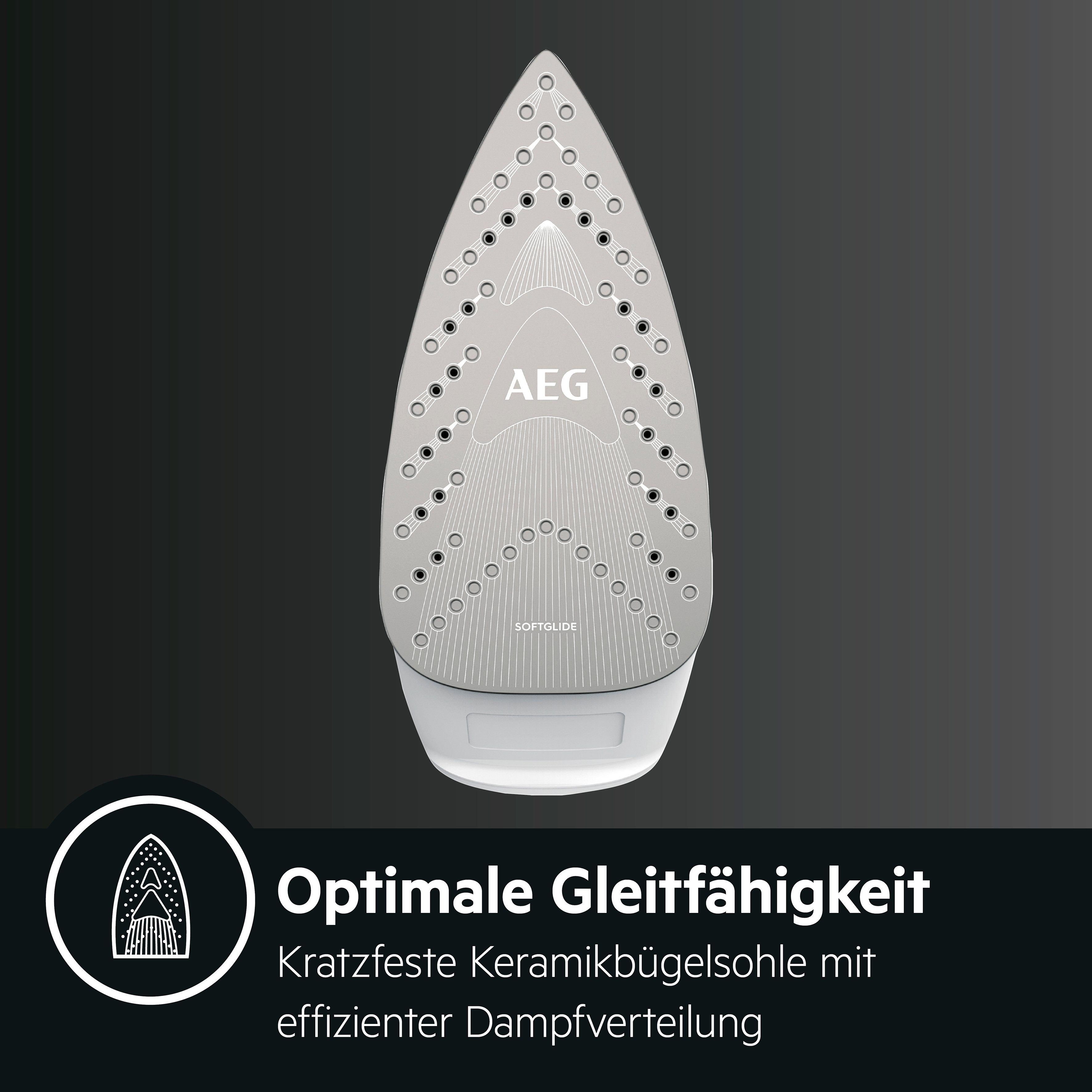 AEG Stoomstrijkijzer EasyLine DB 1740LG Filtering met anti-kalkenpatroon, restwarmteaanduiding, 110 g stoomstoot