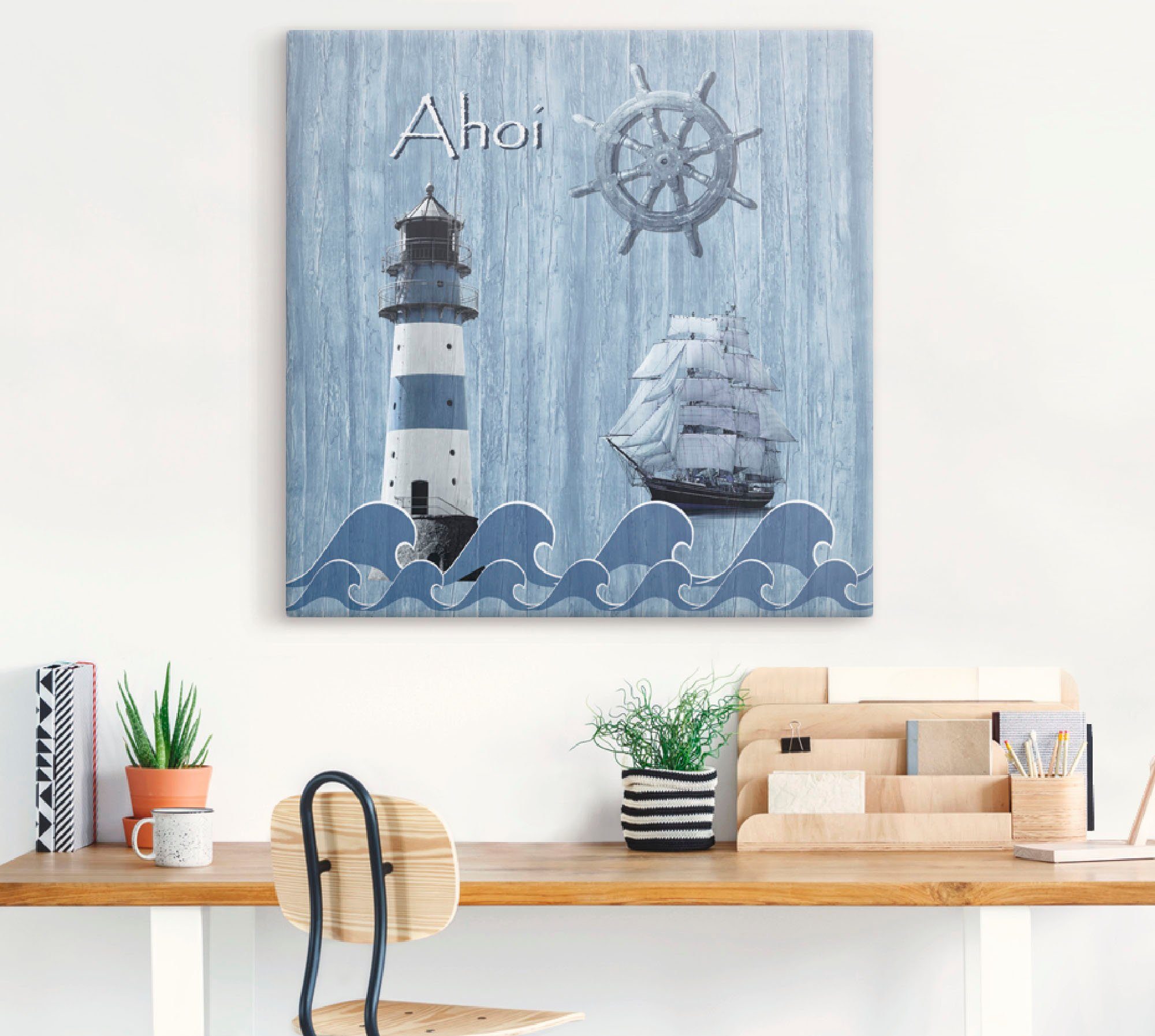 Artland Artprint Ahoy in maritiem blauw als artprint van aluminium, artprint voor buiten, artprint op linnen, poster, muursticker