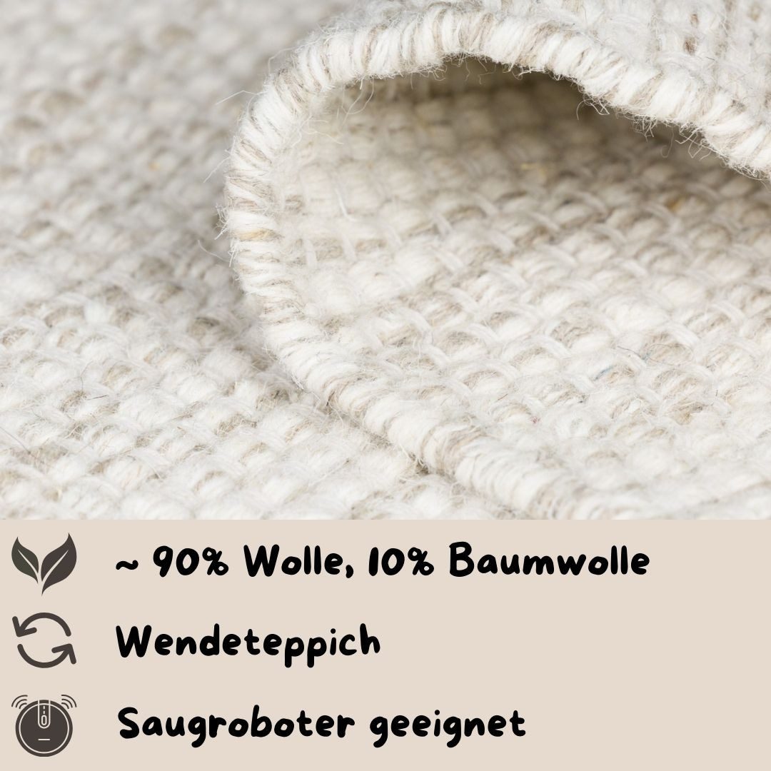 my home Set slaapkamerkleedjes Woolscape Omkeerbaar tapijt, handgeweven kwaliteit, gemêleerd, 100% wol, woonkamer