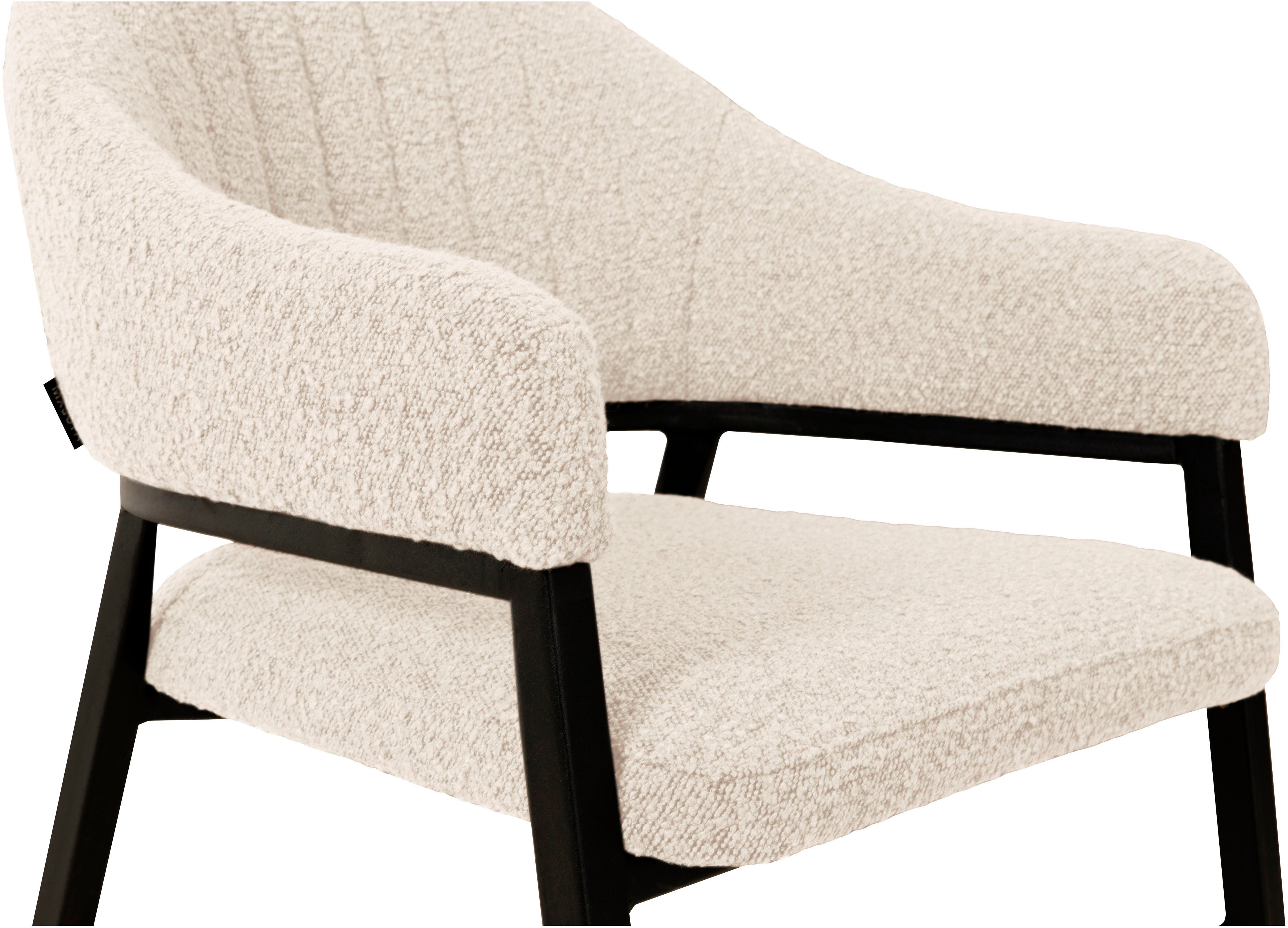 OMG Design Stoel met armleuningen Roma comfortabele eetkamerstoel, gestoffeerde stoel met bouclé bekleding