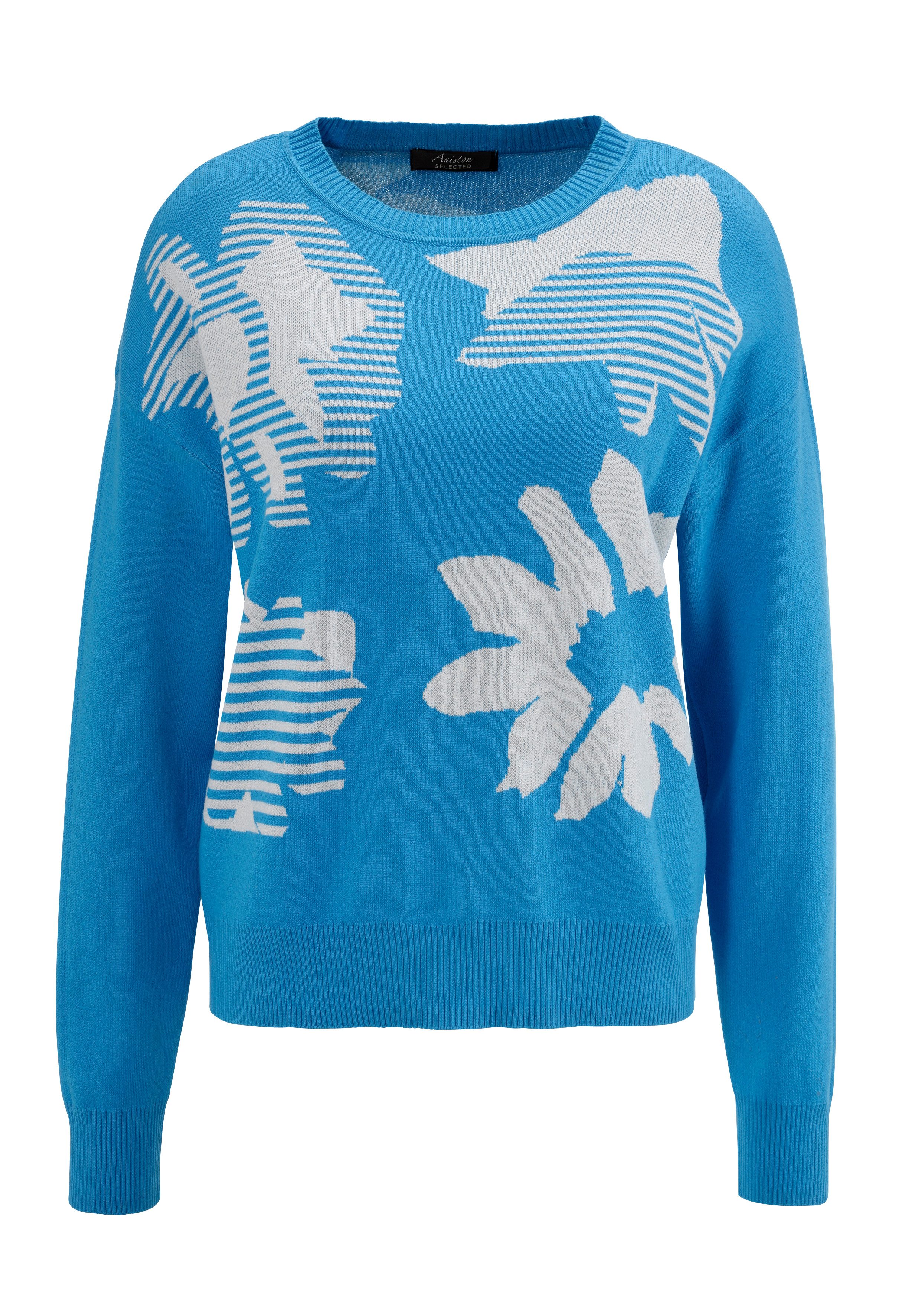 Aniston SELECTED Gebreide trui met trendy en grote jacquardpatronen nieuwe kollectie