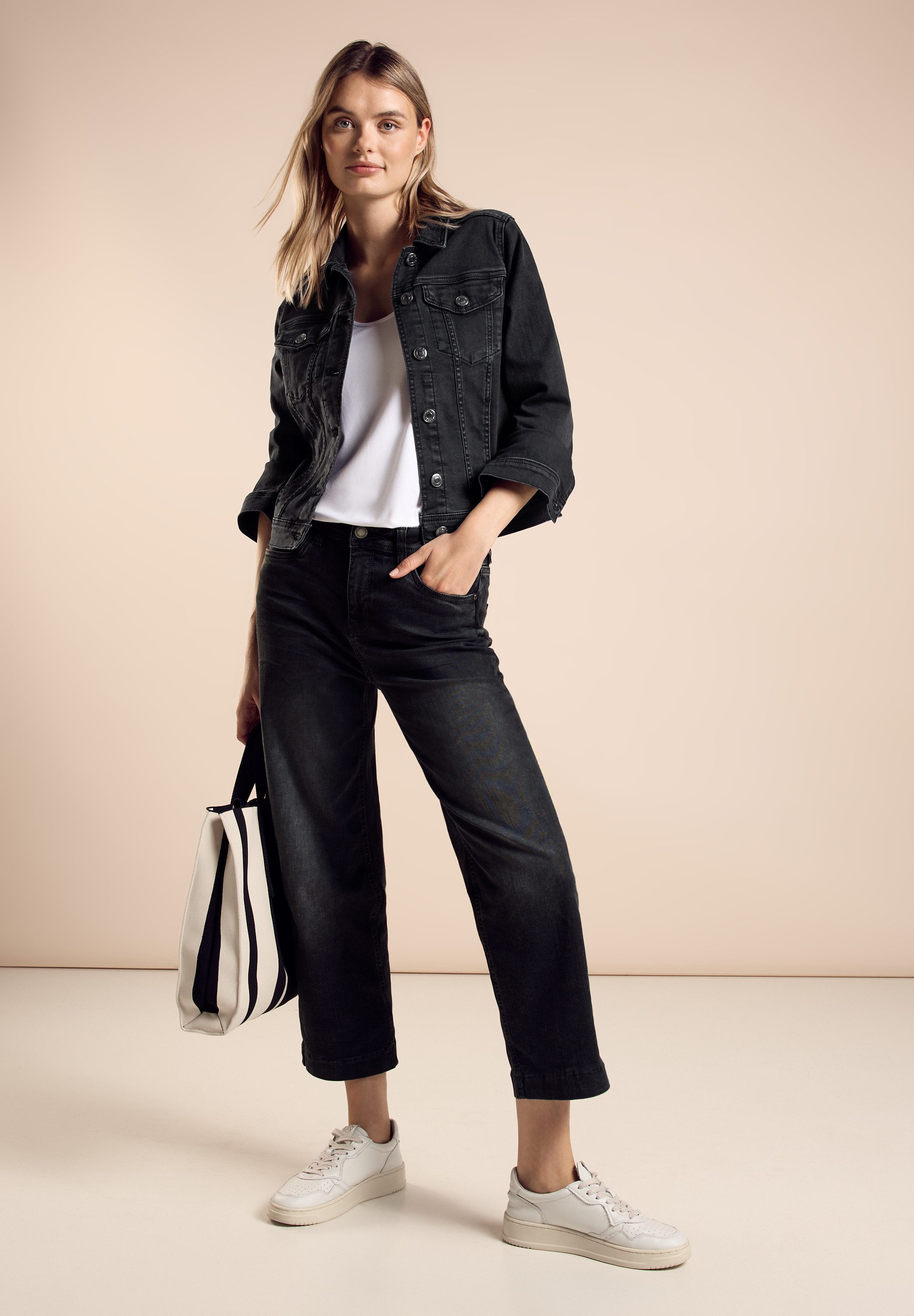 STREET ONE Jeansblazer Jas in gewassen-look