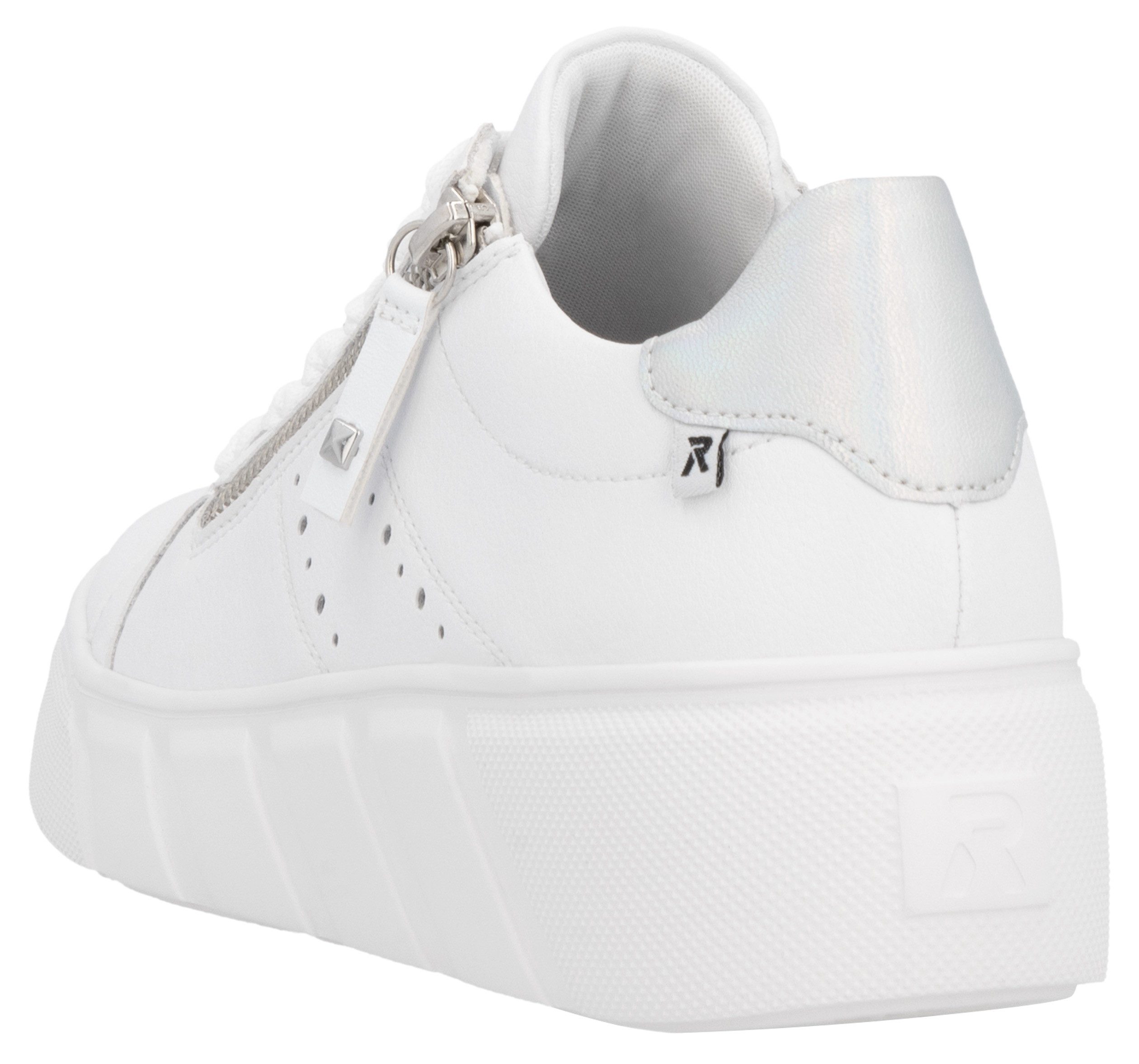 RIEKER Sport Plateausneakers , vrijetijdsschoen, lage schoen, veterschoen met zijlijke perforatie