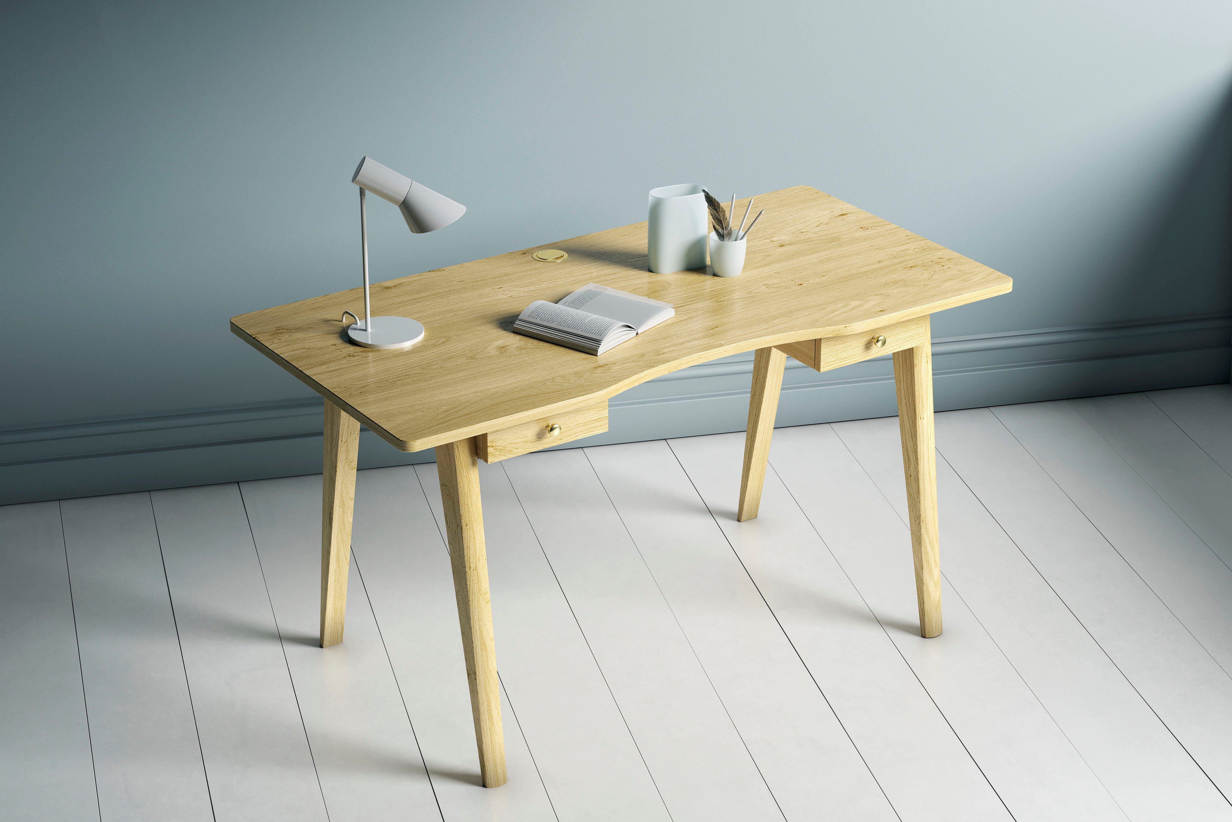 Woodman Bureau NICE in scandinavisch design, tafelpoten van massief eiken, fsc®