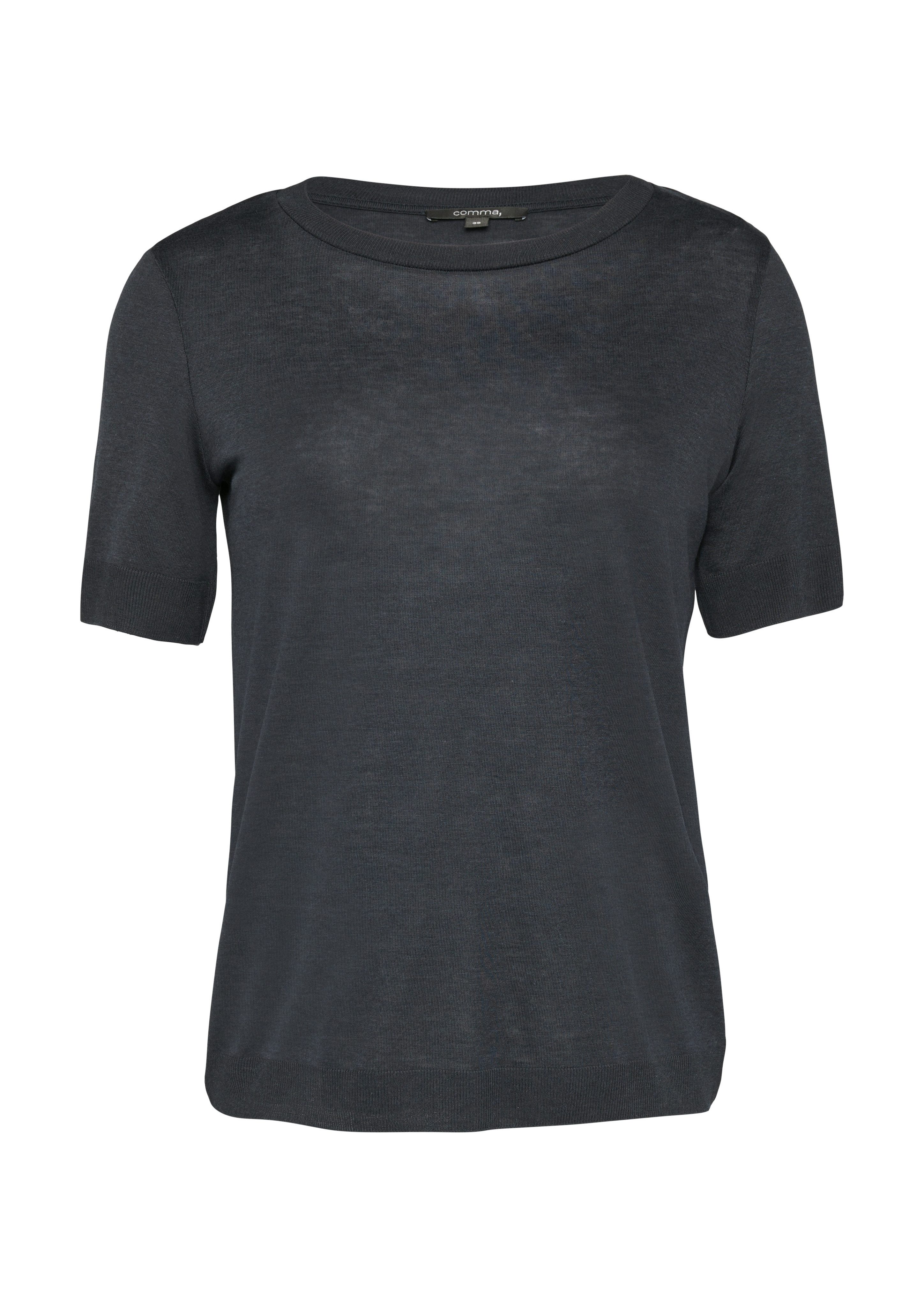 Comma T-shirt van breiwerk met ribdetails