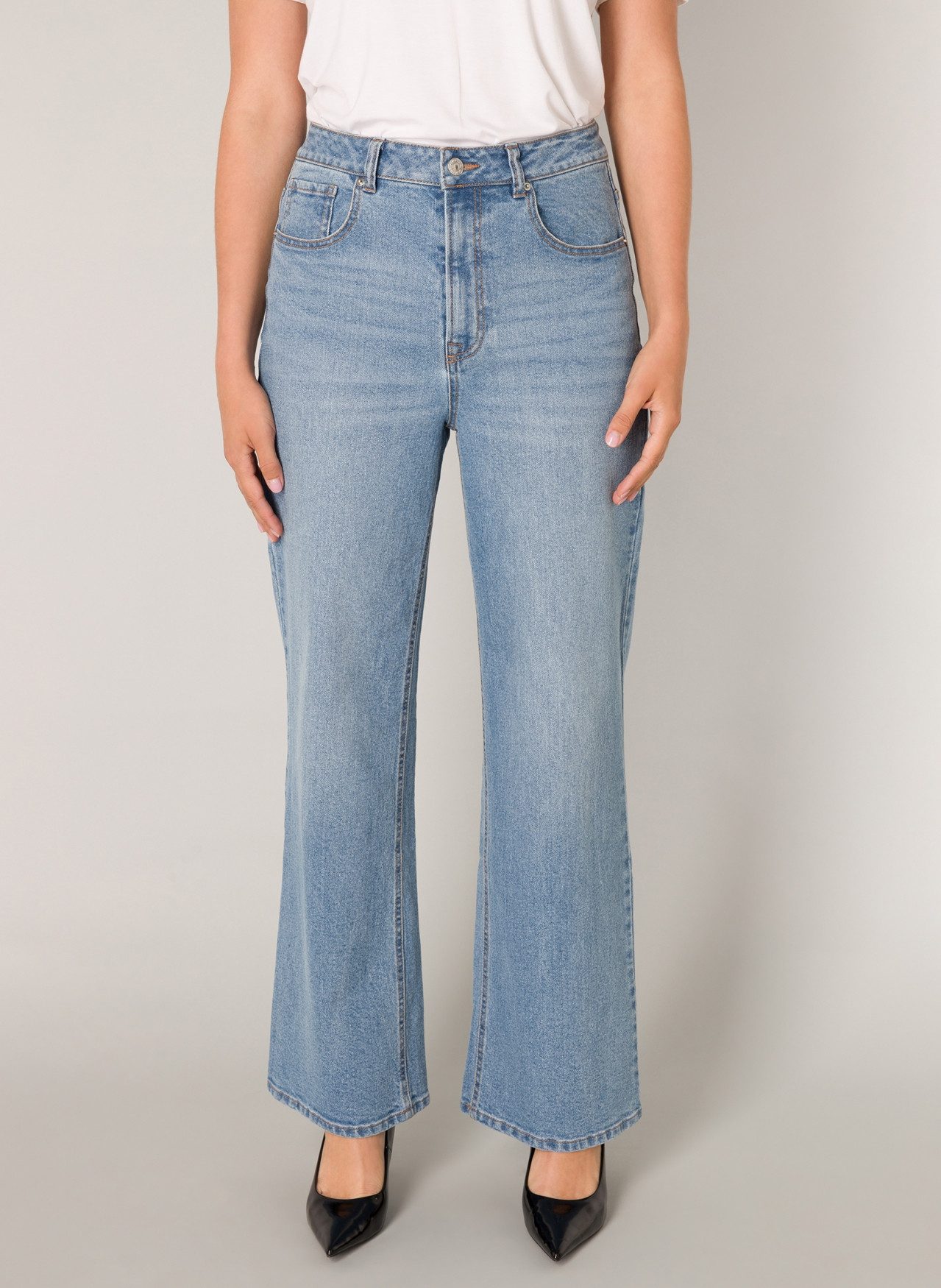 Base Level Wijde jeans AMY met wassing dames wide leg jeans maat 42 blauw