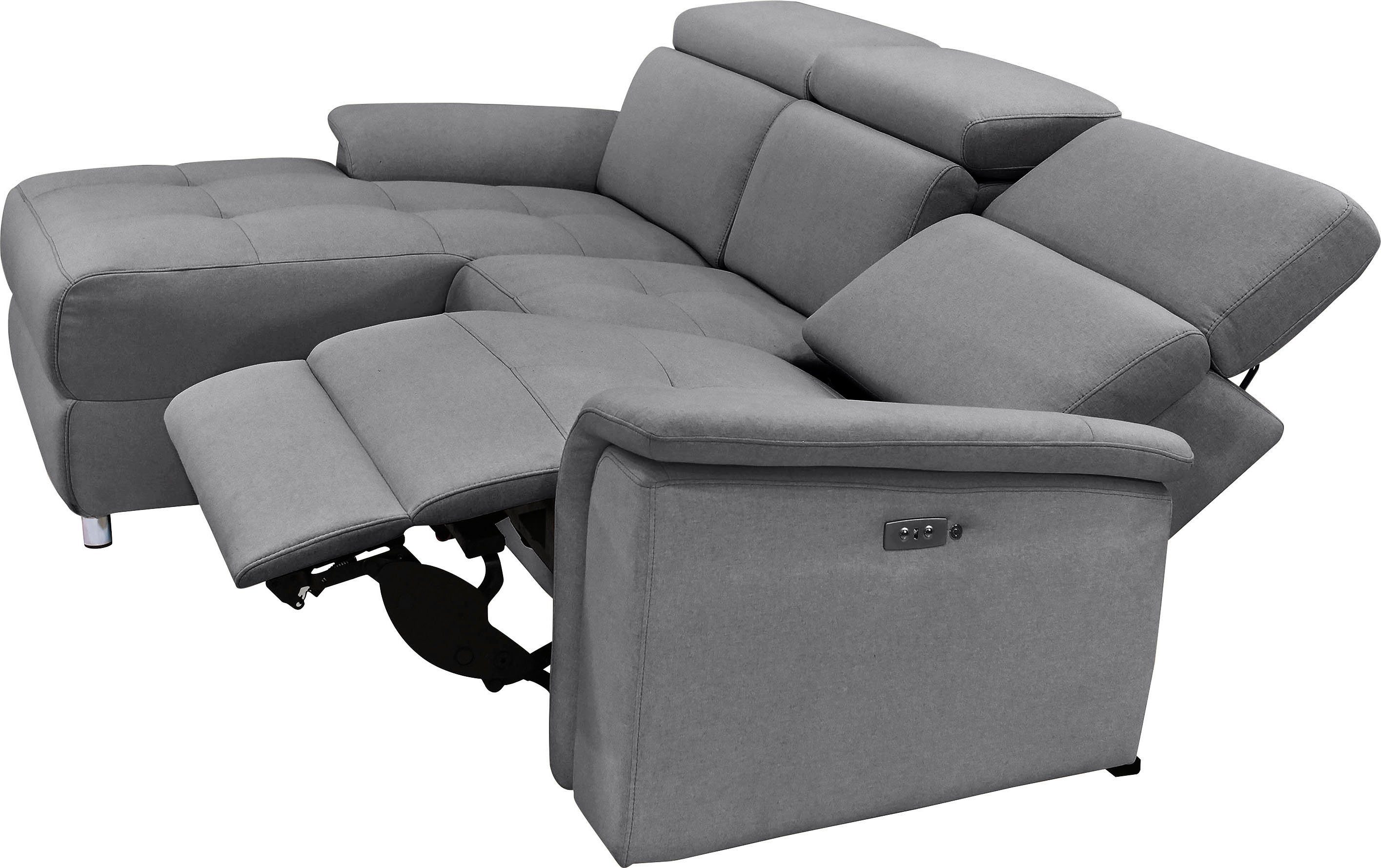 Places of Style Hoekbank Pareli, L-model, 259 cm, met récamier, echt leer, imitatieleer, weefstof