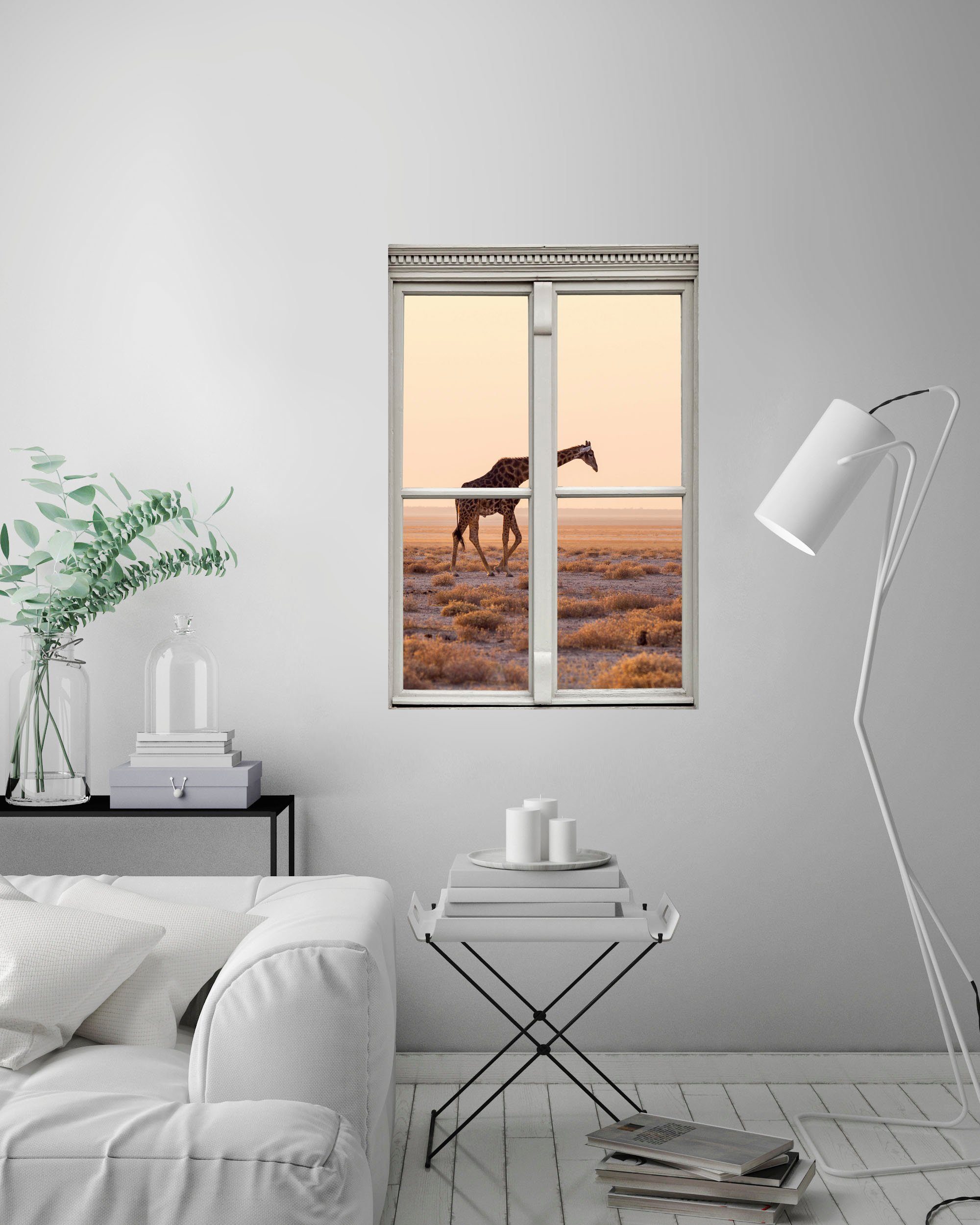 queence Wandfolie Giraf Muursticker, muurdecoratie, zelfklevend, 3D, raam