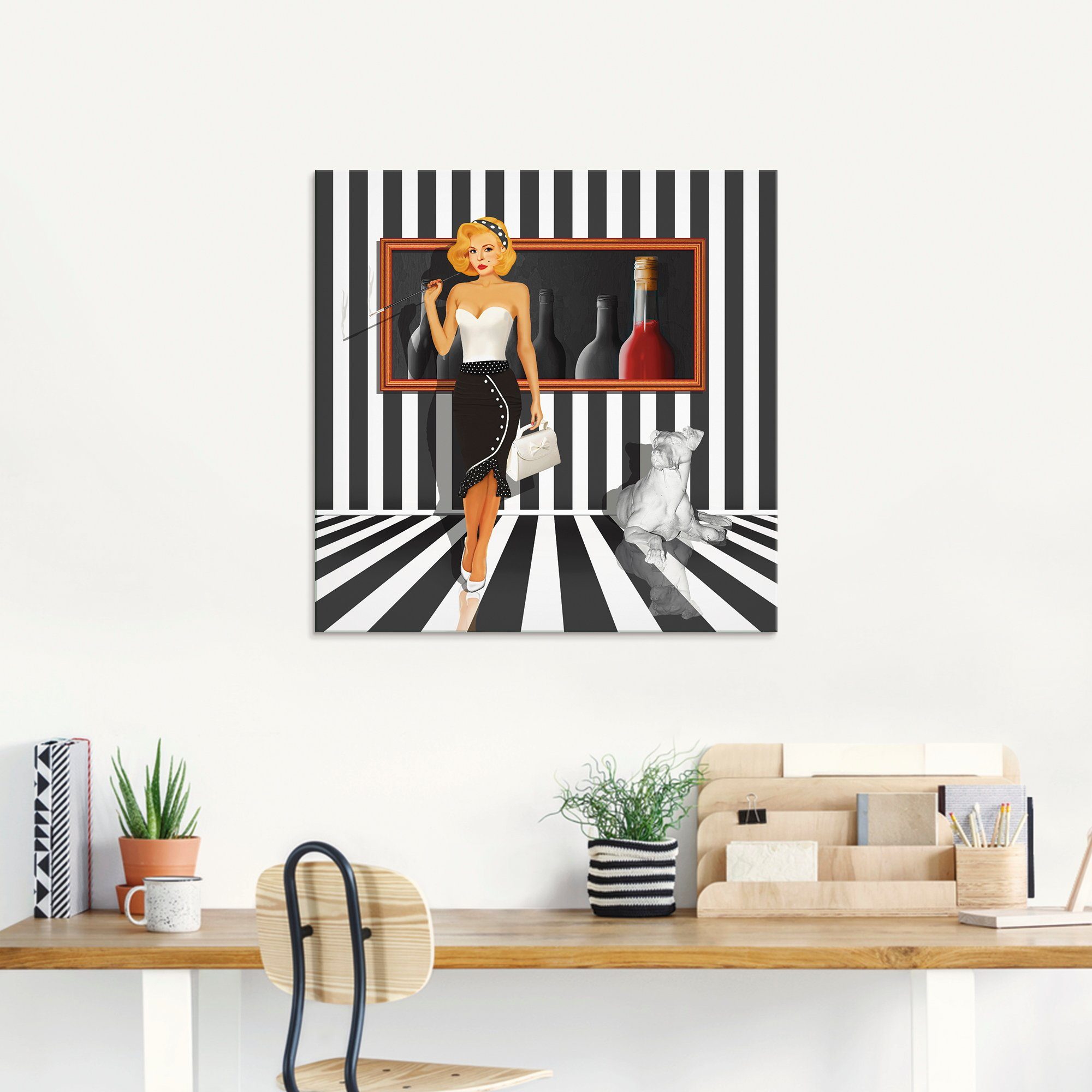 Artland Print op glas Het dameskwartet 4 zwart/wit