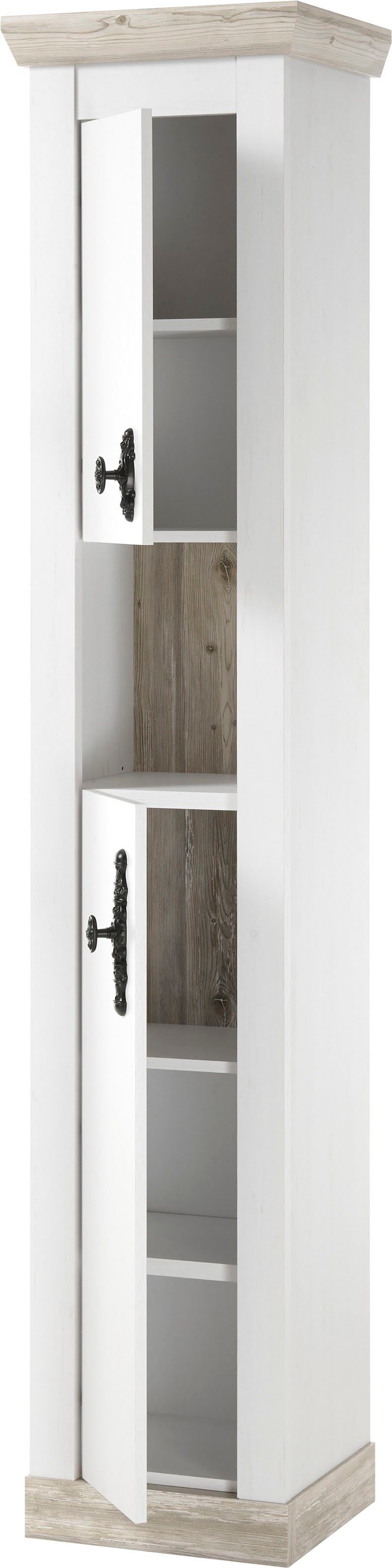 Home affaire Hoge kast Florenz, badkamerkast in landhuisstijl, kast met metalen handgrepen
