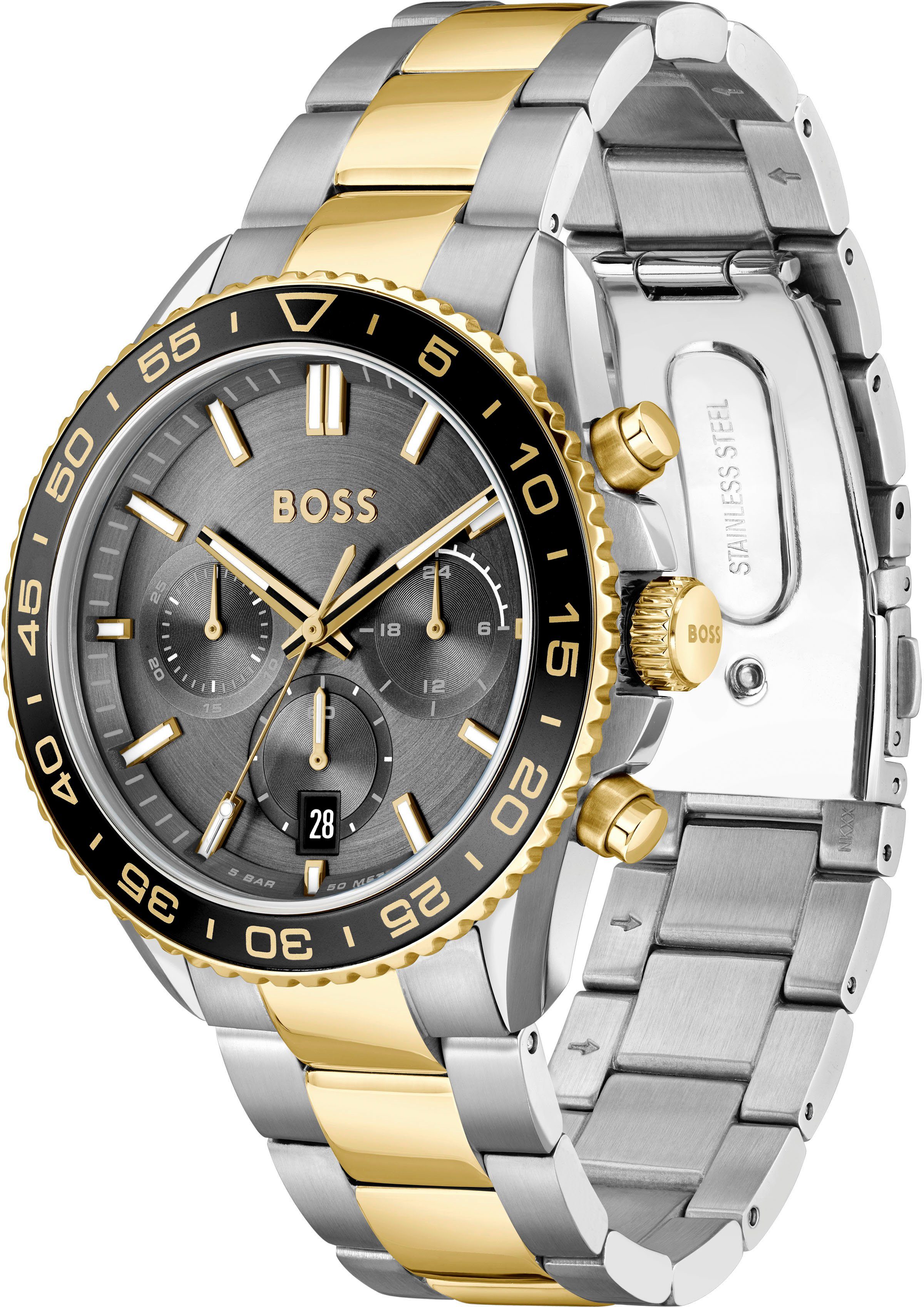 Boss Chronograaf RUNNER Quartzhorloge, herenhorloge, horloge, stopwatchfunctie, roestvrijstalen band