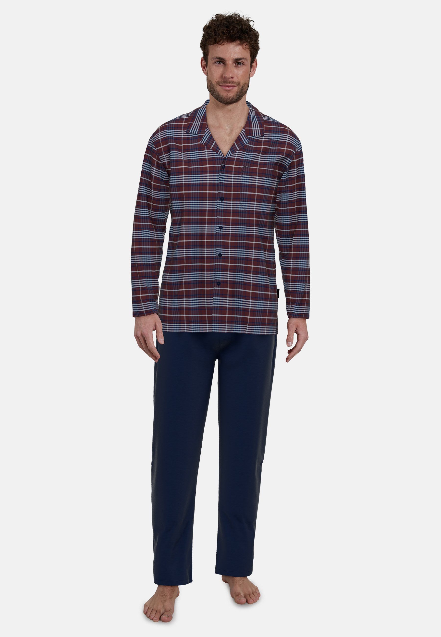 GÖTZBURG Pyjama met klassiek patroon (2-delig) heren lange pyjama's maat 50 rood