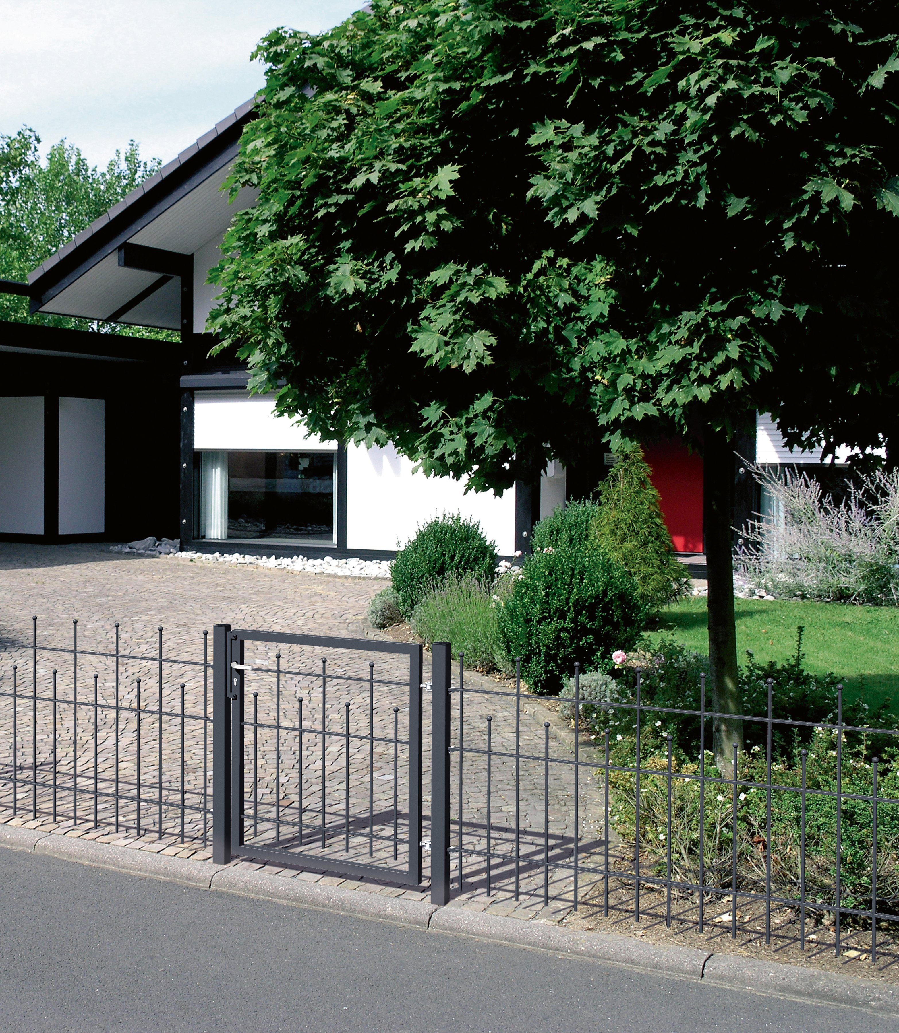 GAH Alberts Metalen hek Uitbreidingsset Madrid Hoogte: 49,5, 73,5 en 98,5 cm, breedte: 200 cm, om in beton te verankeren