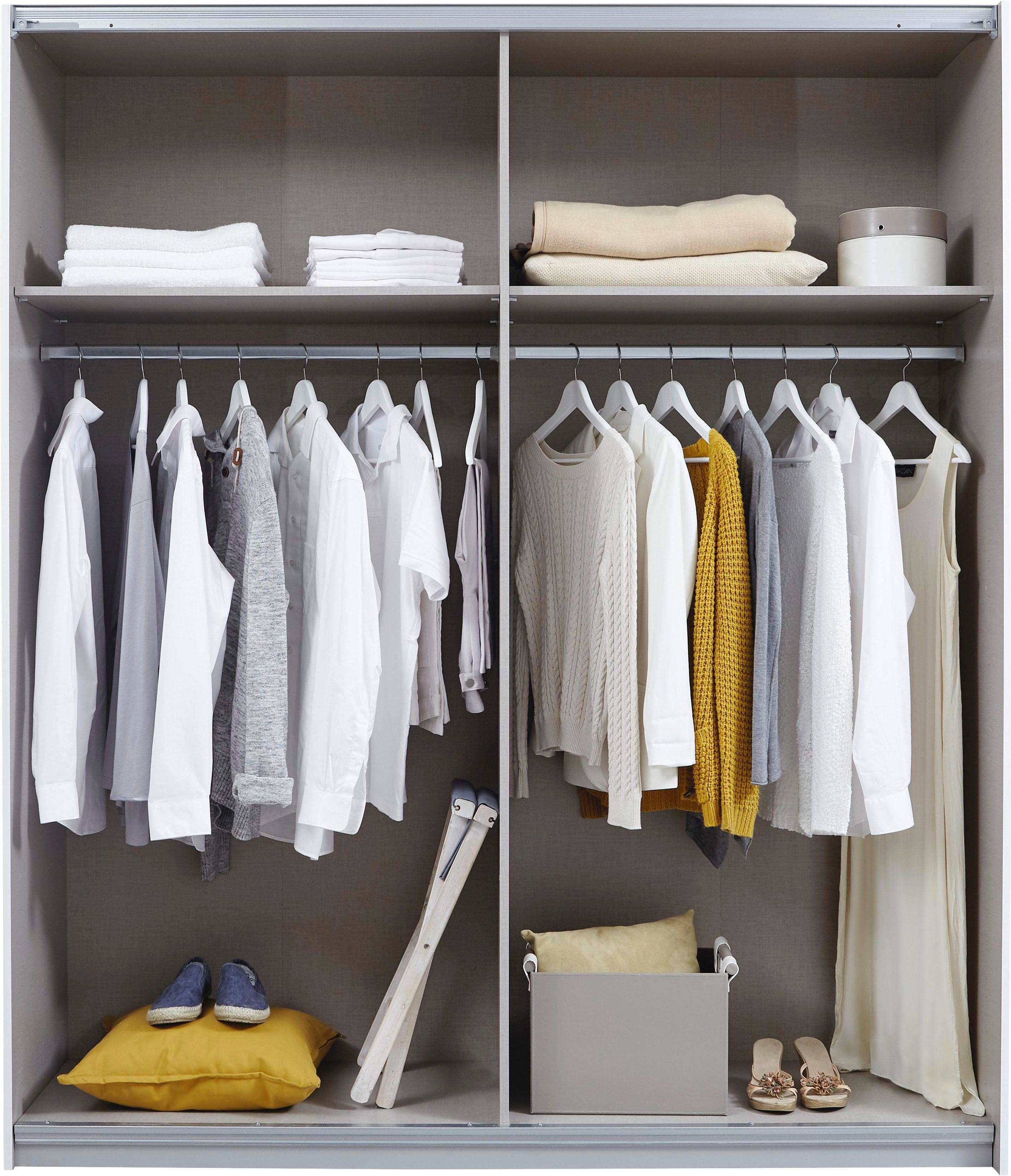 rauch Zweefdeurkast Quadra kledingkast BESTSELLER kast garderobe met mogelijkheid tot individuele frontuitvoering, lichtlopende deuren