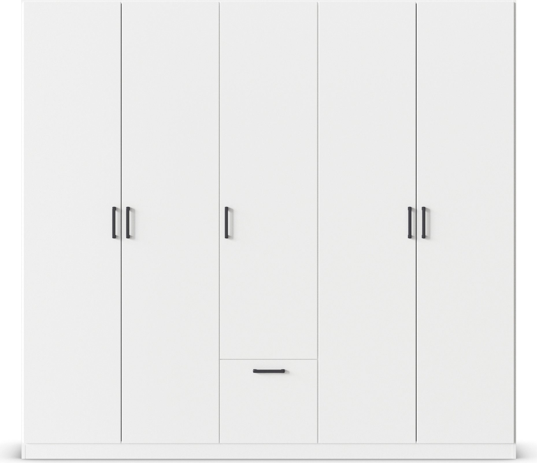 rauch Draaideurkast Kledingkast kast garderobe waskast BARI met lades in het midden, moderne greep in grijs metallic made in germany