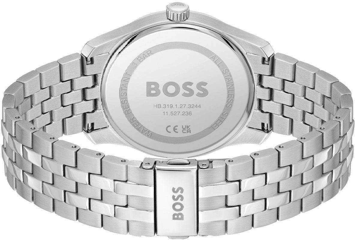 Boss Kwartshorloge Principle Horloge, herenhorloge, stalen band, ideaal ook als cadeau (set, 2-delig, Met leren band)